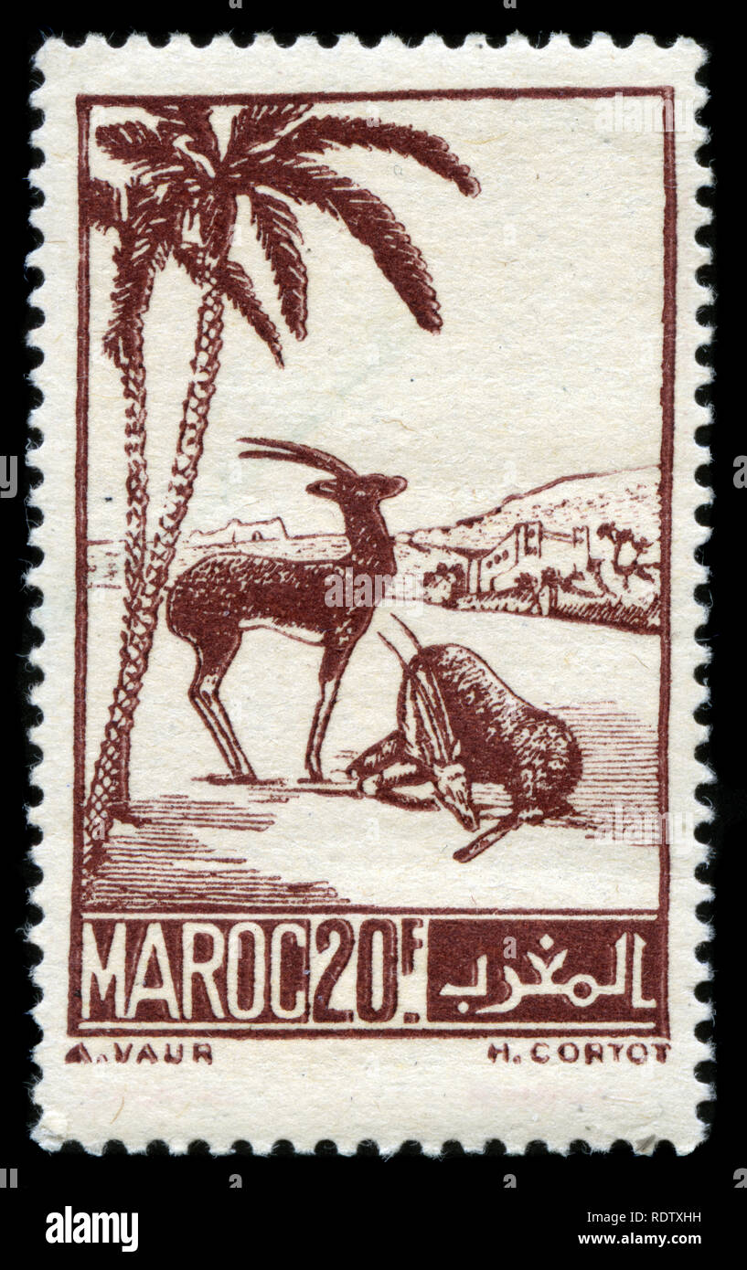 Francobollo dal Marocco nel paesaggio e monumenti serie emesse nel 1939 Foto Stock