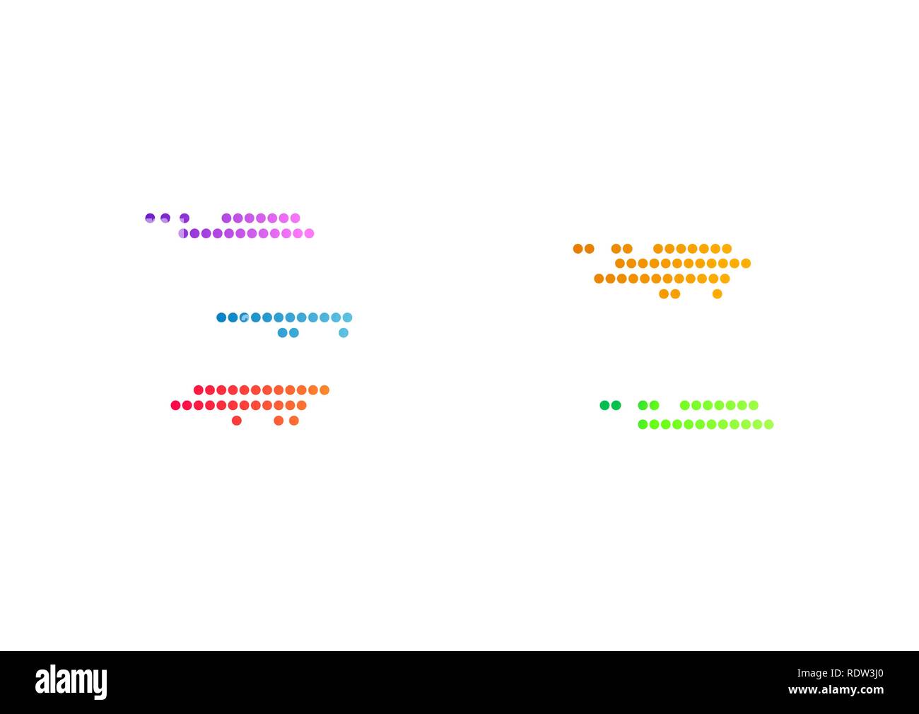 Le linee di velocità gruppo isolato. L'effetto di movimento per il tuo design. Linee multicolori su sfondo bianco. Illustrazione Vettoriale Illustrazione Vettoriale