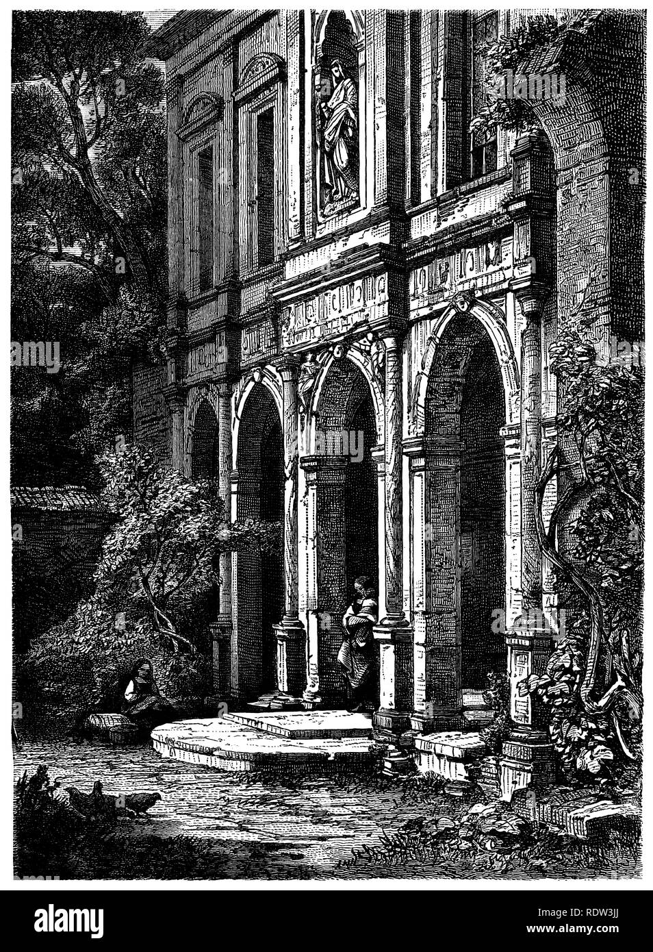 Casa colonica iustiniani a Padova, da un libro spagnolo del 1880 Foto Stock