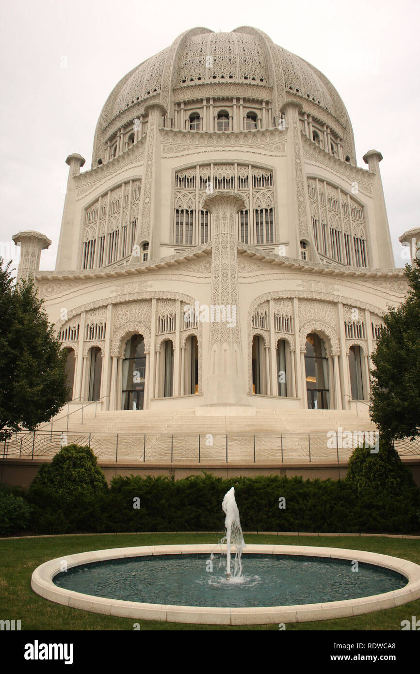 La Casa di culto Bahá'í a Wilmette, Illinois, USA Foto Stock