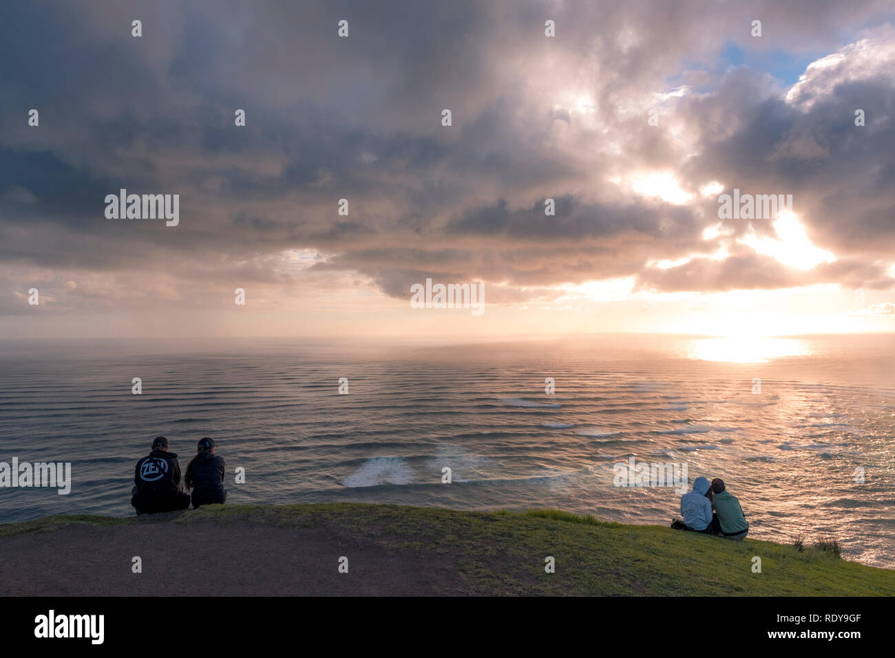 Cape Reinga è il punto northwesternmost della Nuova Zelanda ed è sacro nella cultura Maori. Foto Stock