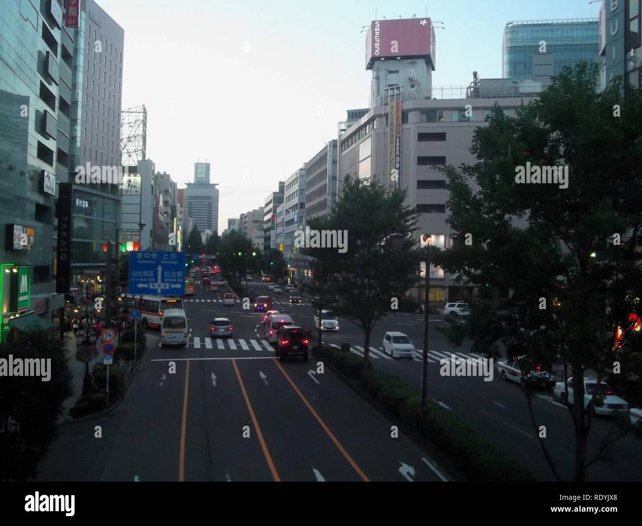 Atago-Kamisugi Street a Chuo, Sendai, Giappone. Foto Stock