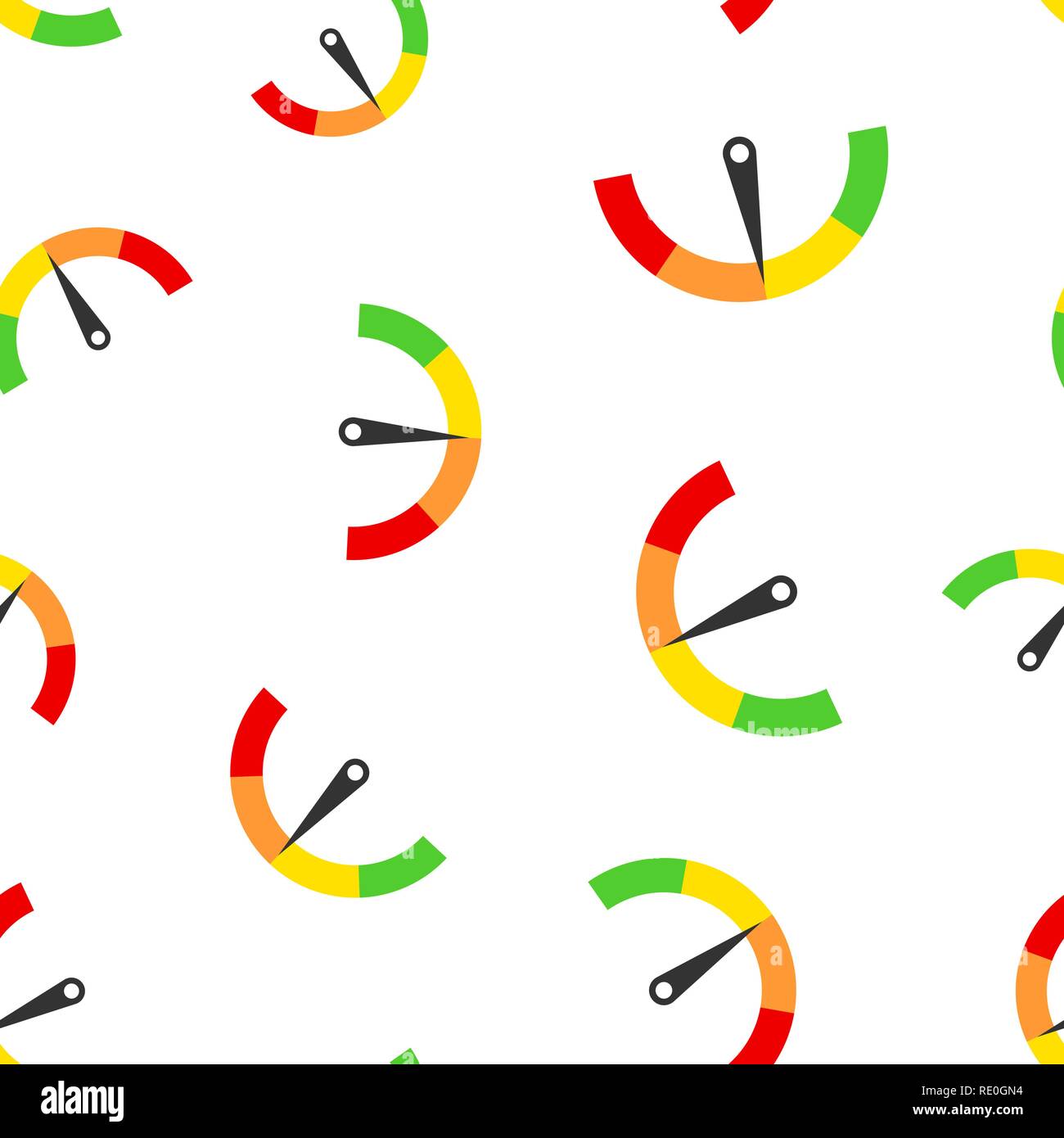 Metro icona dashboard seamless pattern sfondo. Punteggio di credito indicatore livello illustrazione vettoriale. Manometri con scala di misura modello di simbolo. Illustrazione Vettoriale