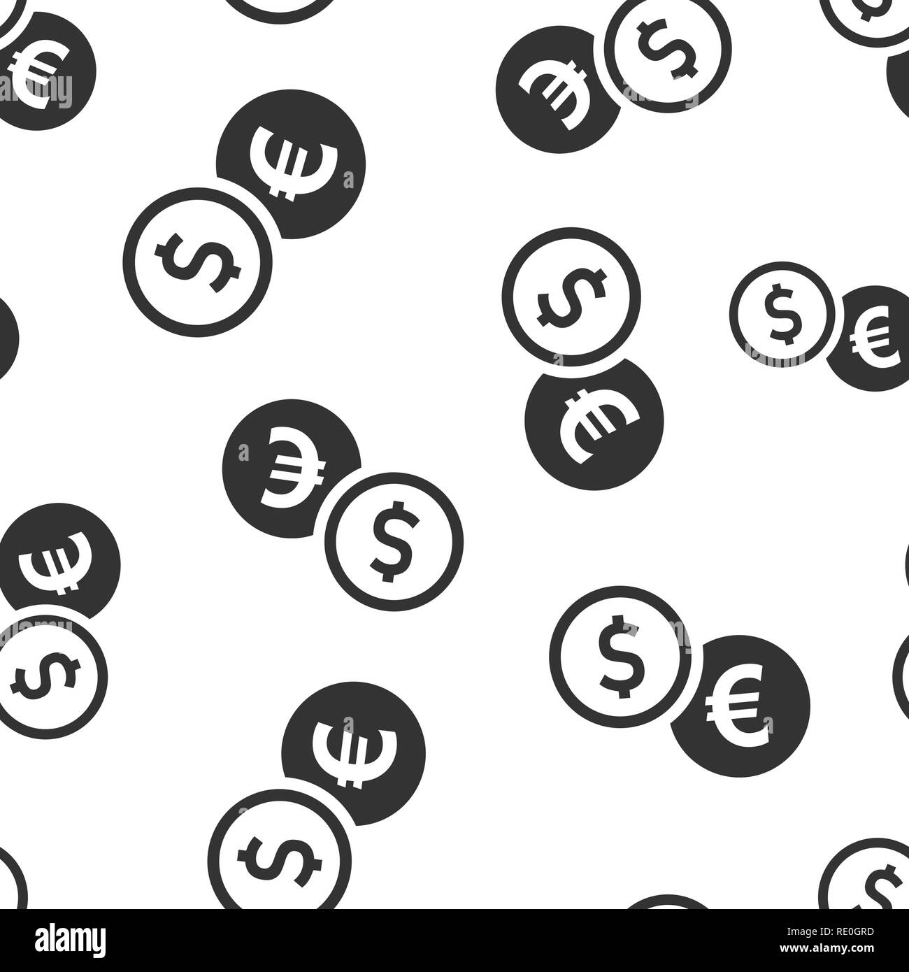 Monete icona stack seamless pattern sfondo. Dollar coin illustrazione vettoriale. Soldi impilati modello di simbolo. Illustrazione Vettoriale
