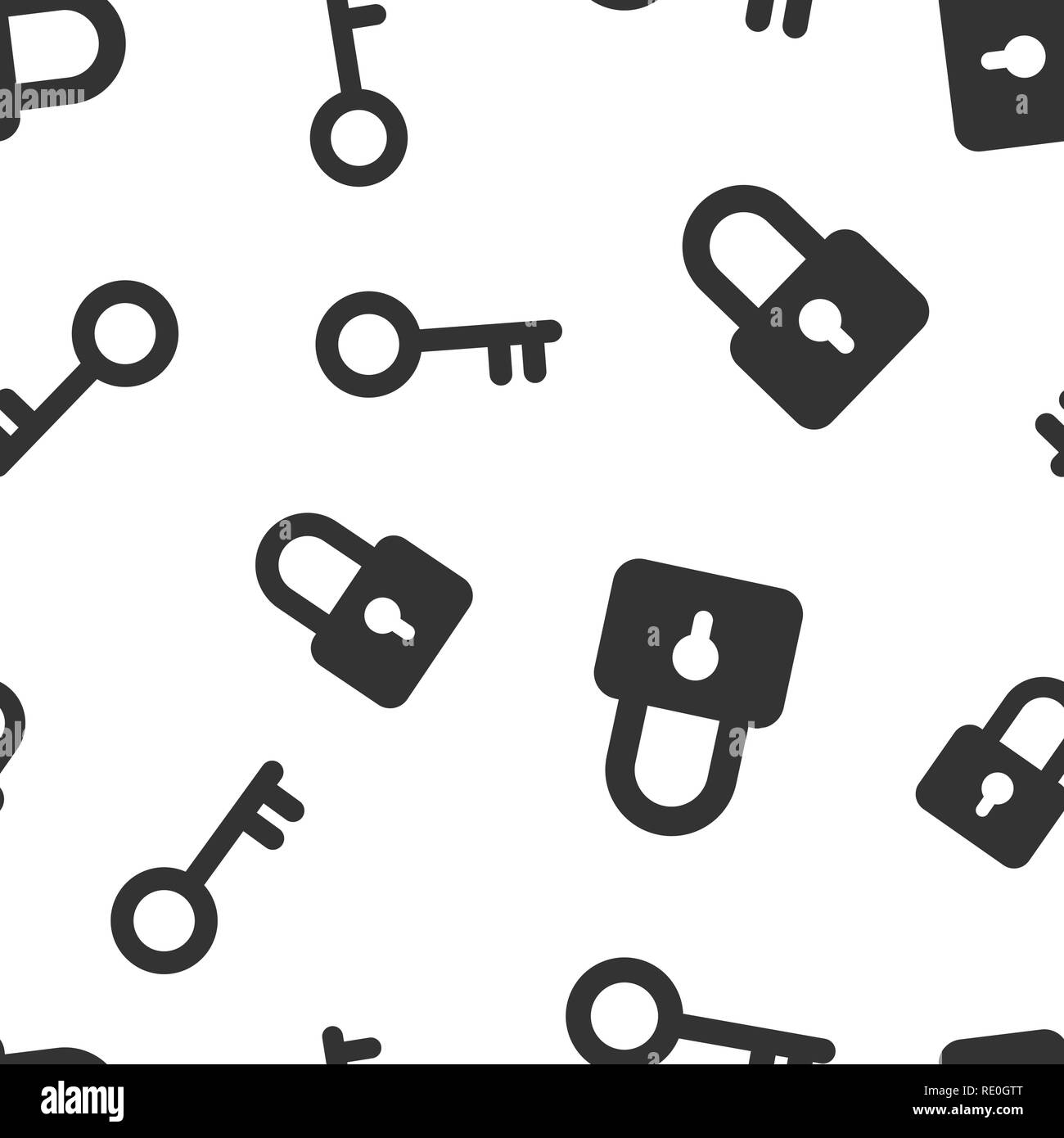 Chiave con icona a forma di lucchetto seamless pattern sfondo. Login di accesso illustrazione vettoriale. Bloccare il simbolo keyhole pattern. Illustrazione Vettoriale