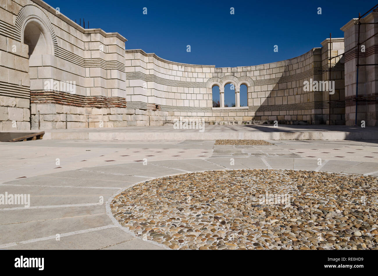 Le rovine della grande Basilica all'antica capitale bulgara Pliska Foto Stock