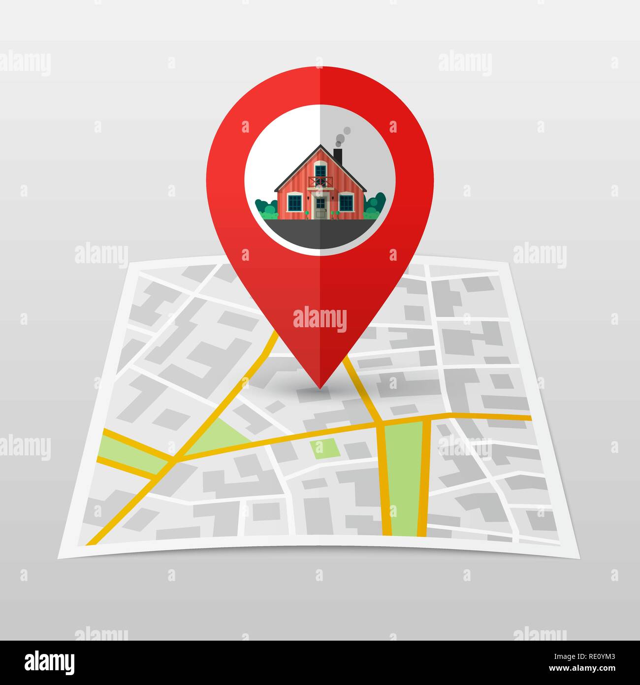 Mappa della città con il pin. Illustrazione Vettoriale