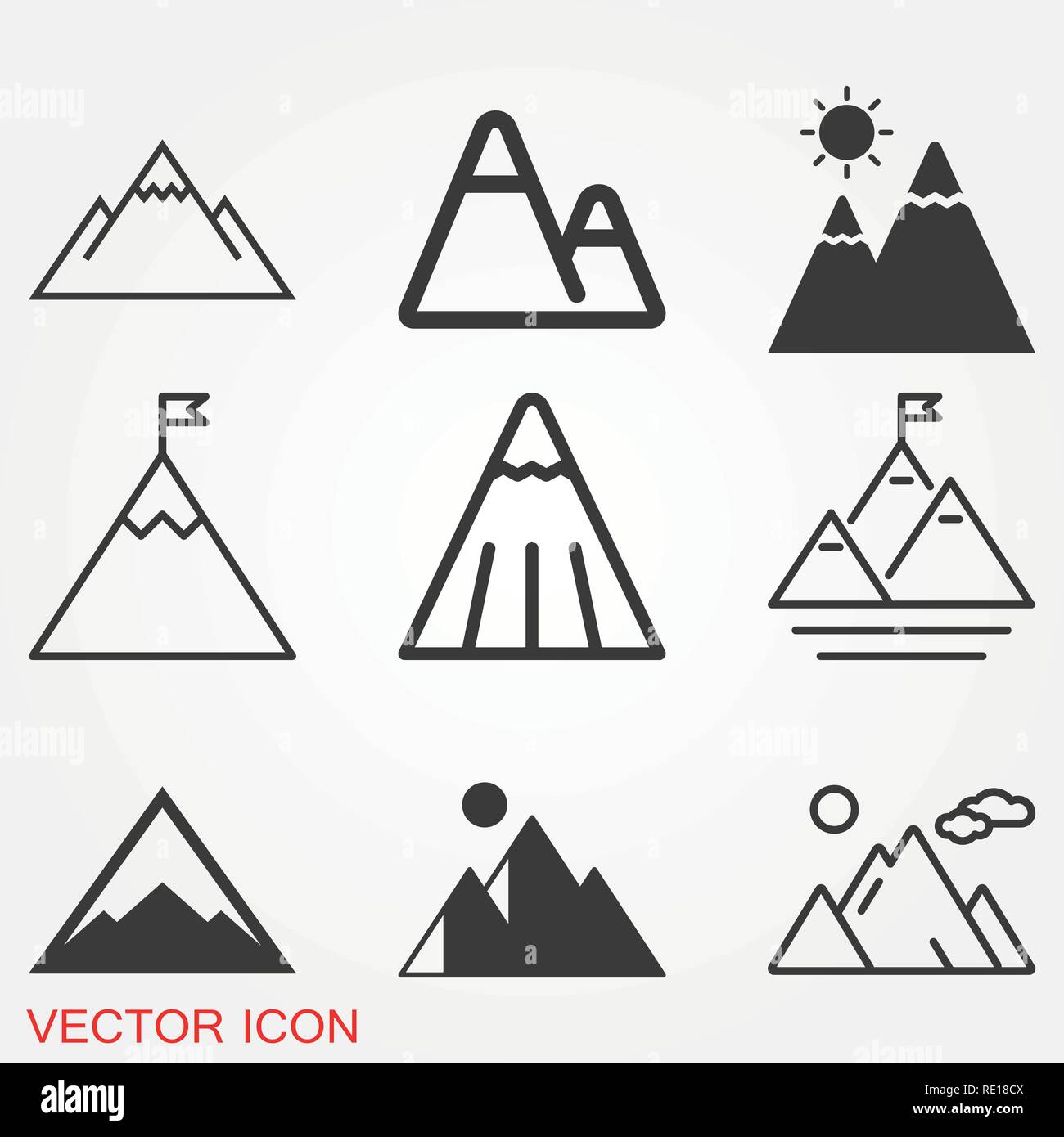 Icona di montagna logo, illustrazione, vettore simbolo segno per la progettazione Illustrazione Vettoriale