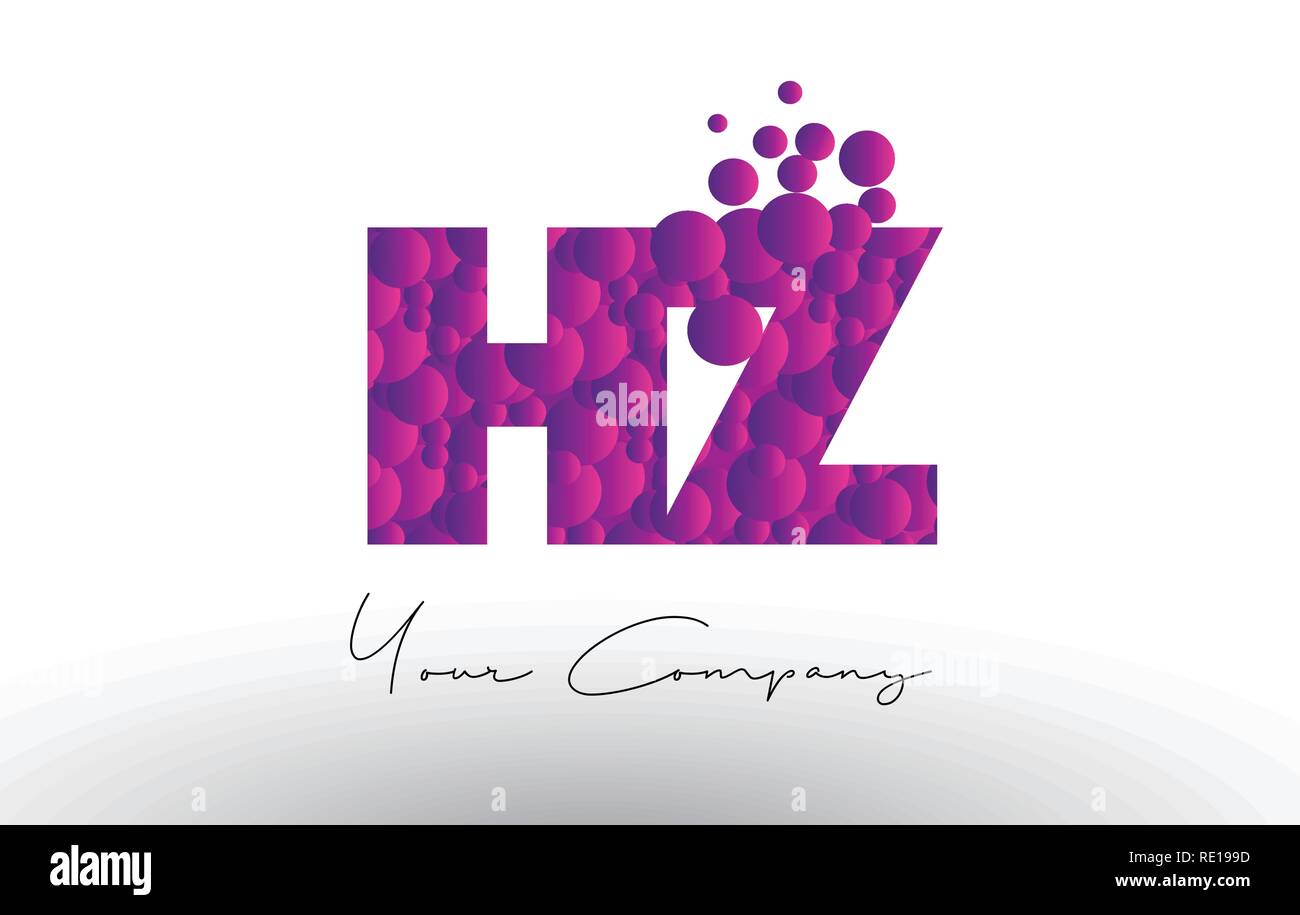 HZ H Z punti lettera Logo con Rosa viola bolle di Magenta vettore di texture. Illustrazione Vettoriale