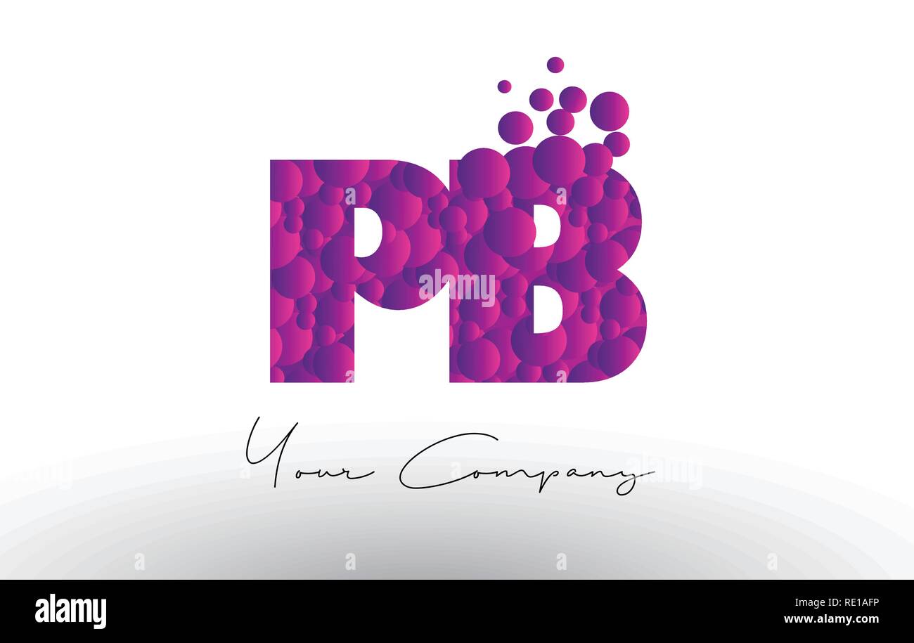 PB P B punti lettera Logo con Rosa viola bolle di Magenta vettore di texture. Illustrazione Vettoriale