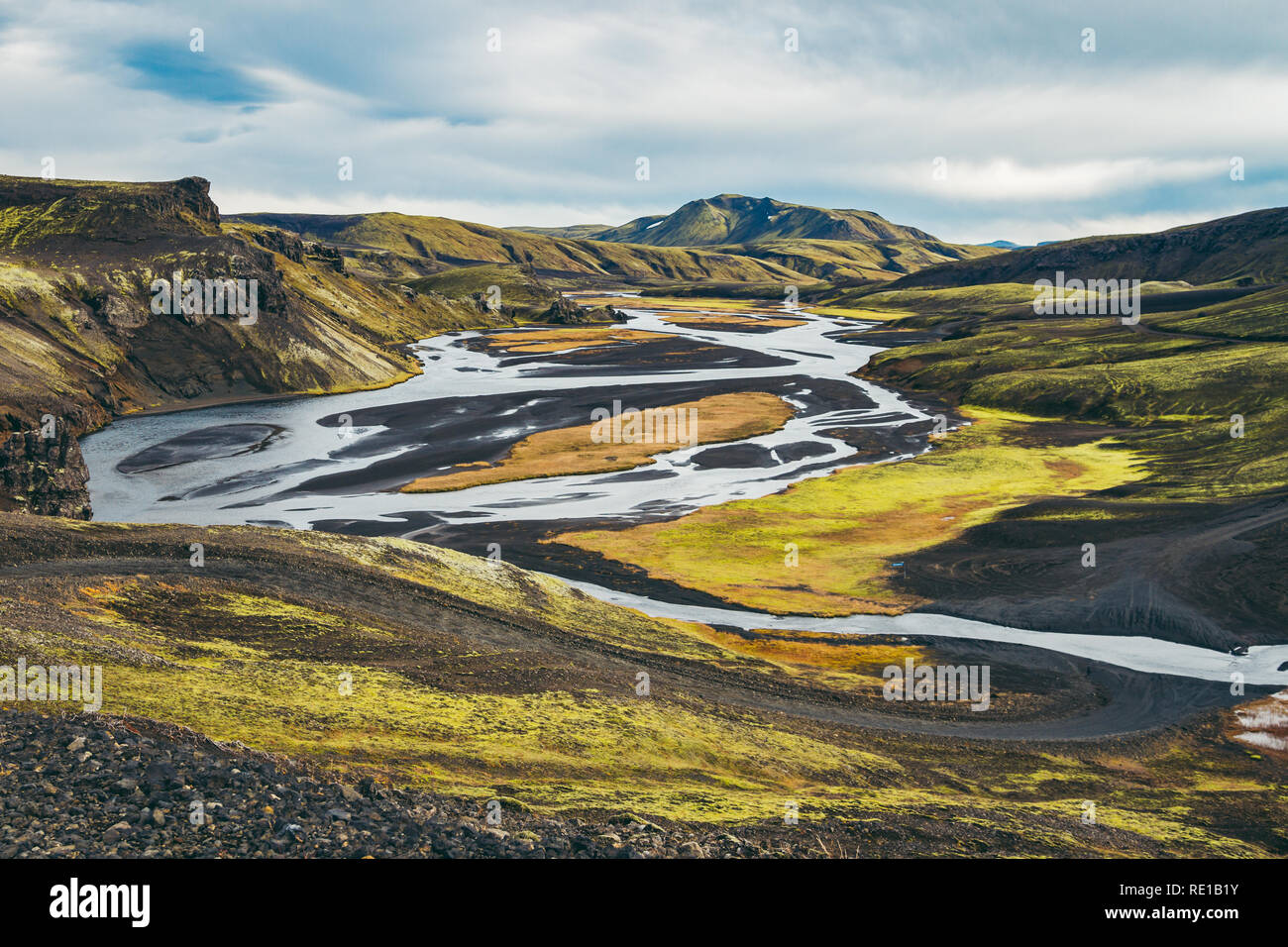 Surreale e colorato paesaggio di Islanda Foto Stock