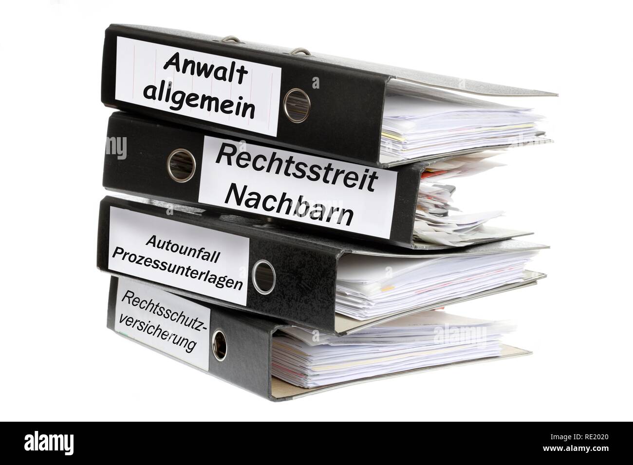 Raccoglitori ad anelli, etichettati in tedesco per il procuratore generale, prossimo controversia, incidente automobilistico corte documenti, assicurazione legale Foto Stock