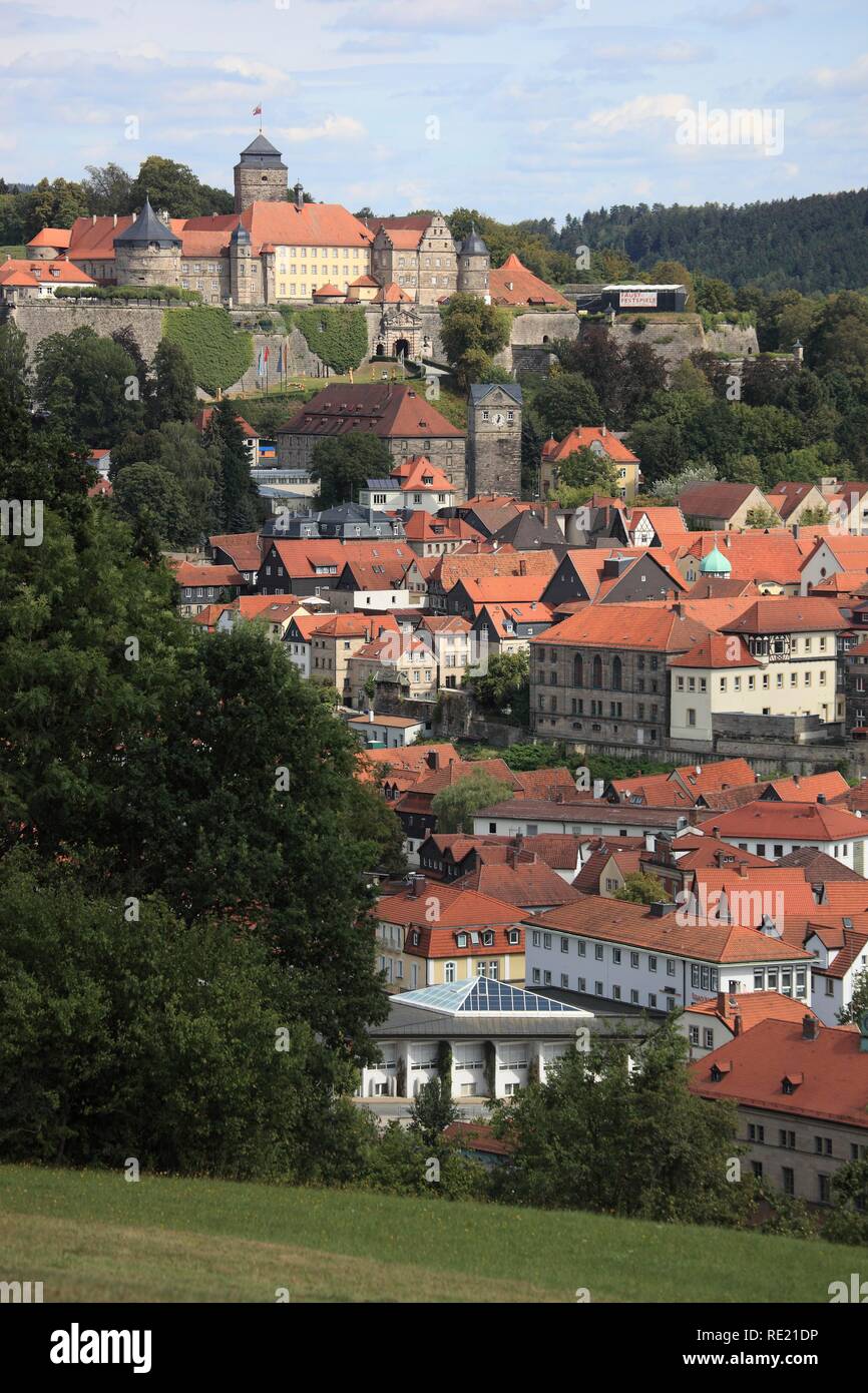 Veste Rosenberg castello e città, Kronach, Alta Franconia, Bavaria Foto Stock