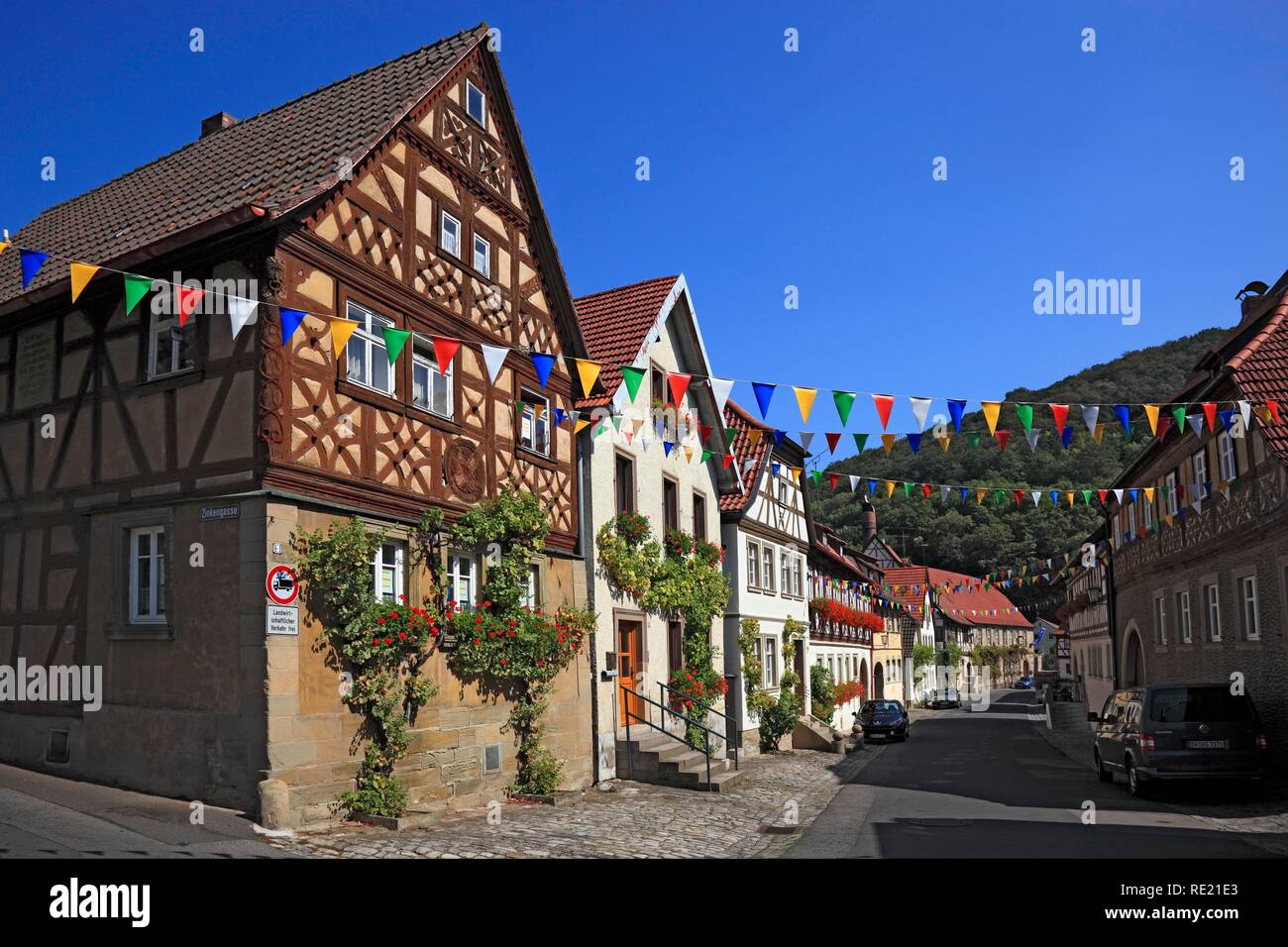 Corsia nel centro storico della città in Zeil am Main, Hassberge distretto, bassa Franconia, Bavaria Foto Stock