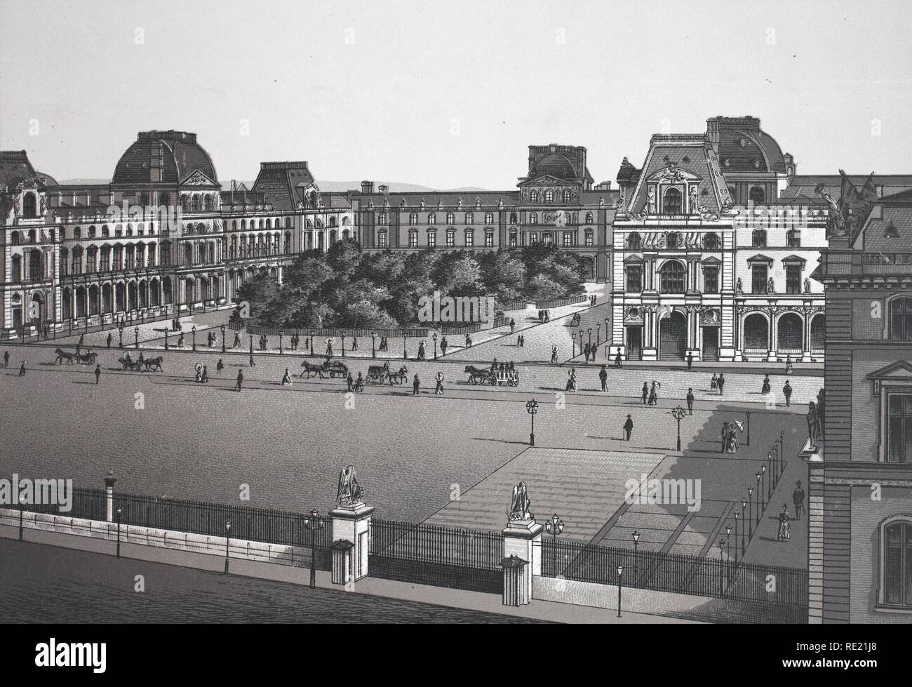 Louvre, storico di rame-piastra attacco, da circa 1890, Neal, Parigi, Francia, Europa Foto Stock