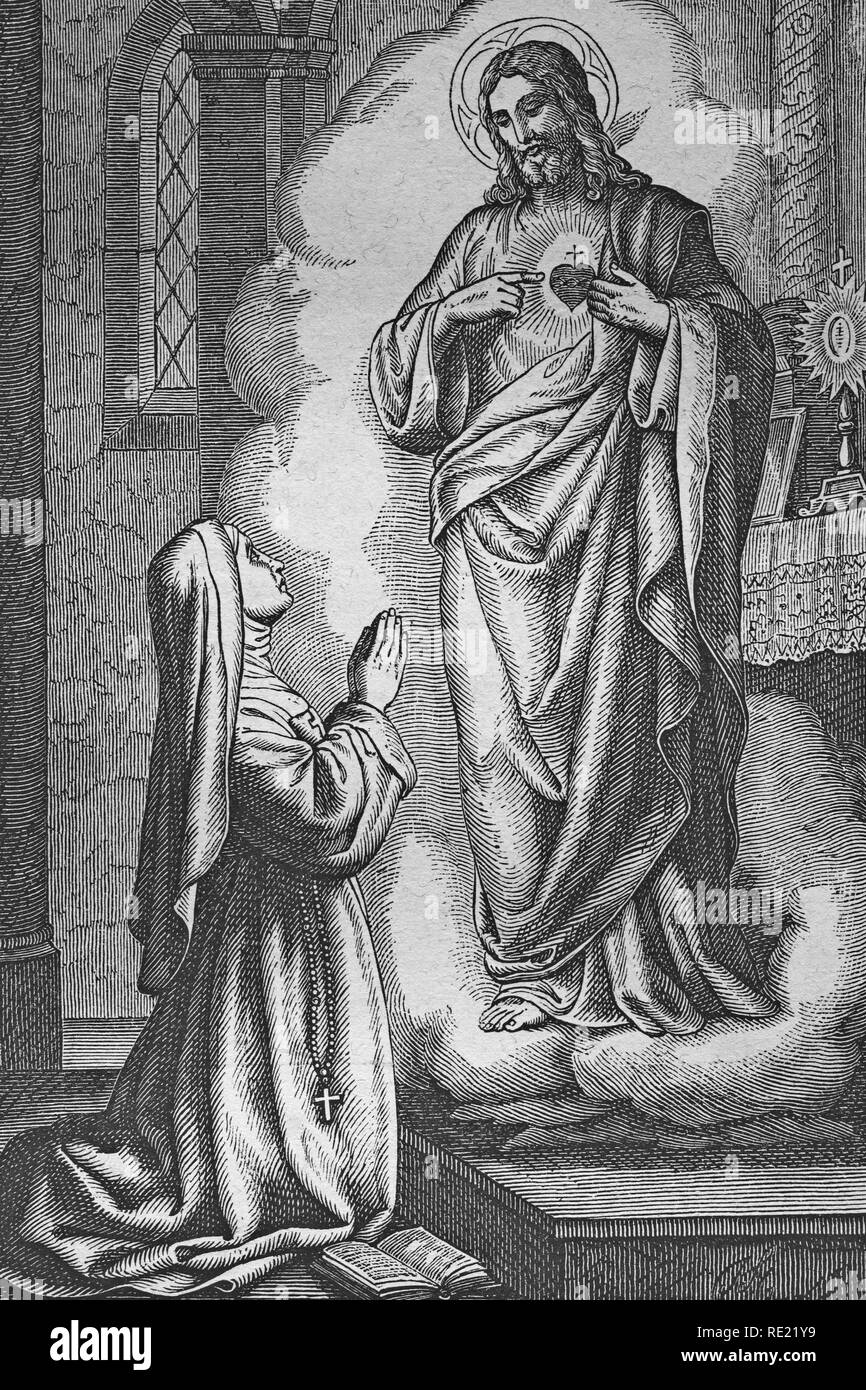 Cristo che appare a Maria Maddalena, una storica incisione in acciaio da 1860 Foto Stock