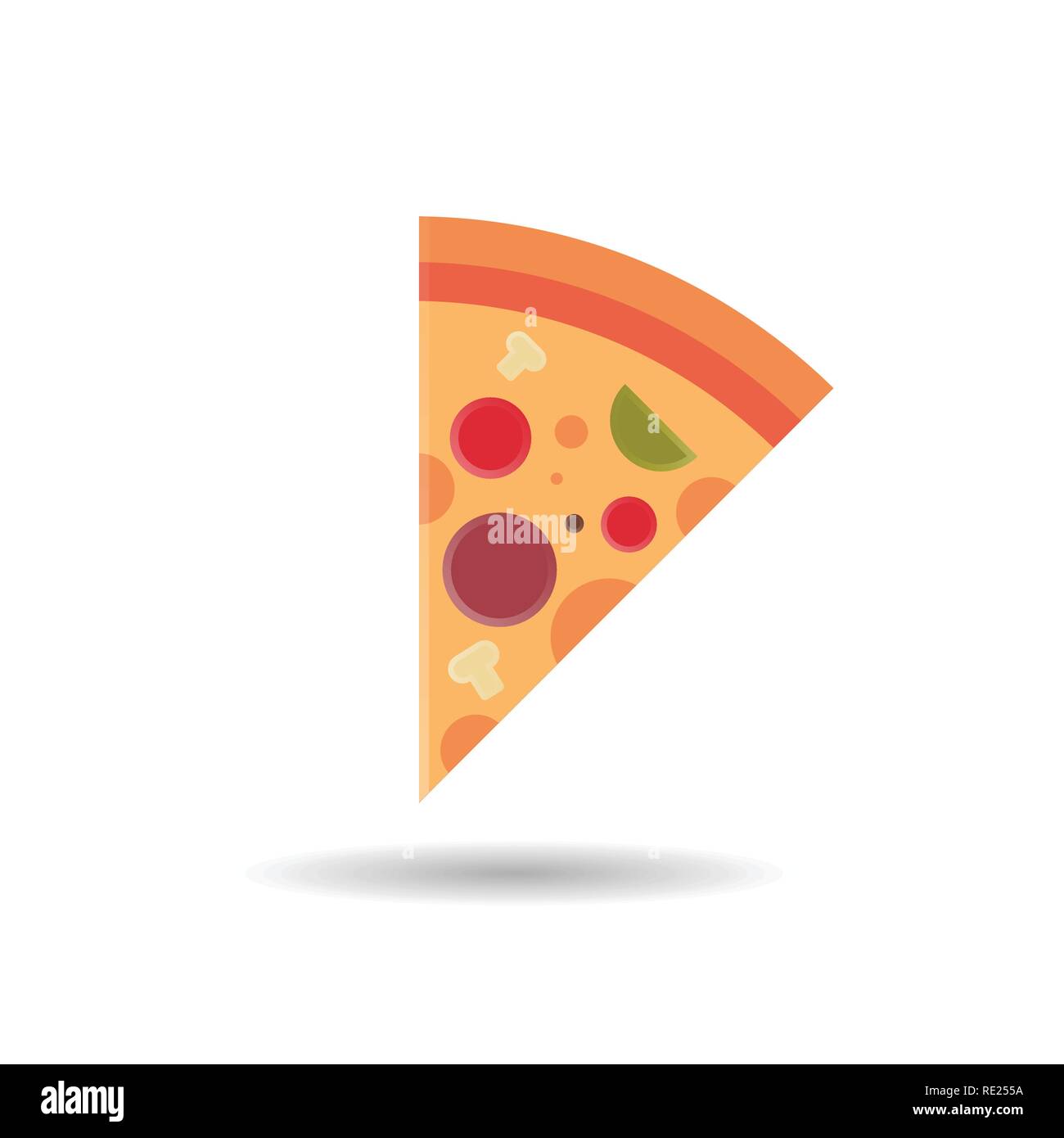 Trancio di pizza icona fast food concept isolate su sfondo bianco flat Illustrazione Vettoriale