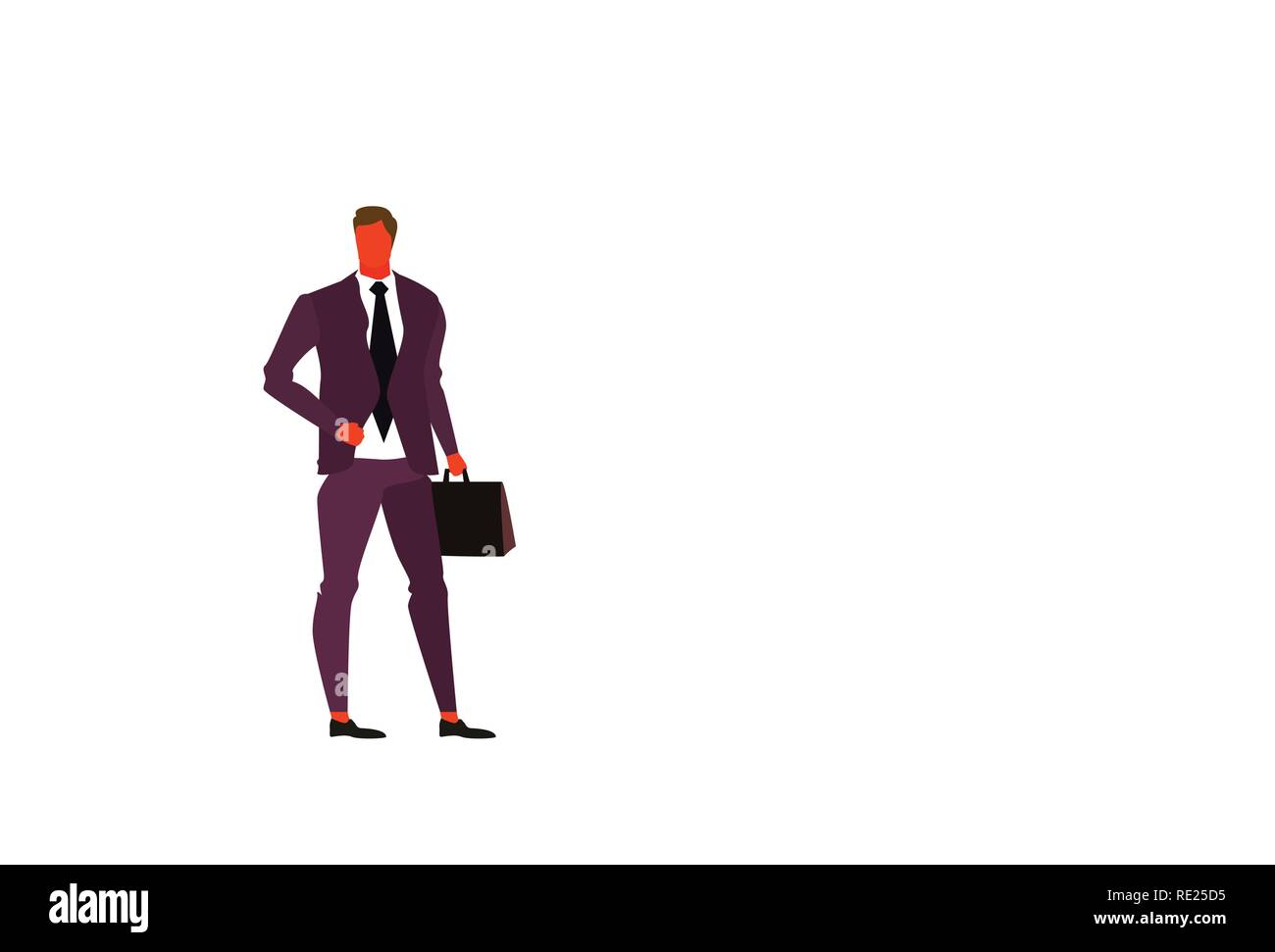 Giovane imprenditore valigetta di contenimento maschio lavoratore di ufficio business man boss posa permanente a lunghezza piena di carattere orizzontale piana isolato Illustrazione Vettoriale