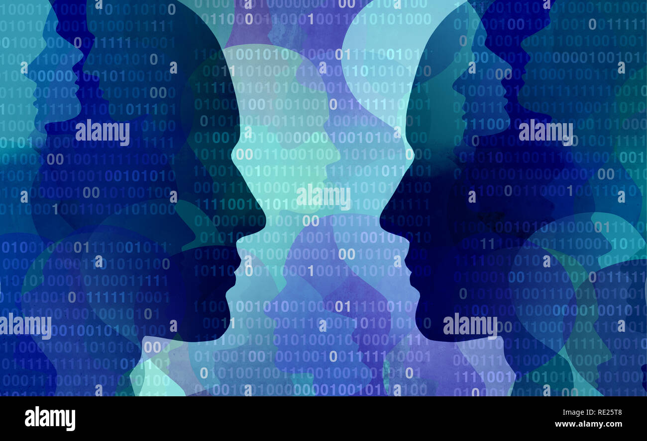 Gestione dei dati e di partenariato corporate social media partners come utente azienda privacy team concetto e digitale la tecnologia di connessione. Foto Stock