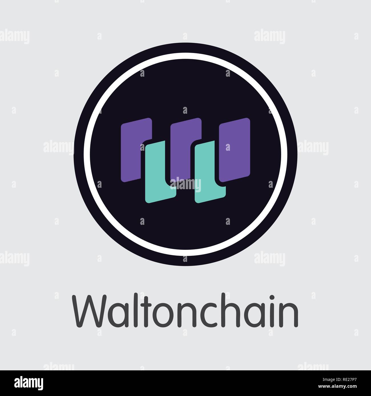 WTC - Waltonchain. Il logo del commercio di monete o emblema di mercato. Illustrazione Vettoriale