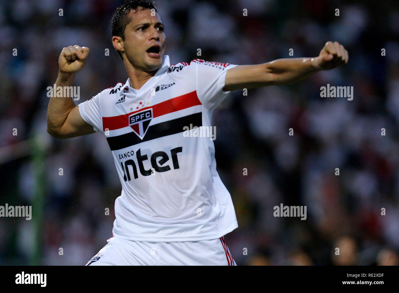 Sao Paulo, Brasile. 19 gen 2019. Paulista 2019, Sao Paulo x Mirassol - il giocatore Anderson Martins da Sao Paulo celebra il suo obiettivo durante la partita contro il Mirassol presso lo stadio Pacaembu per la [COMPETI O] campionato. Foto: Daniel Vorley / AGIF Credito: AGIF/Alamy Live News Foto Stock