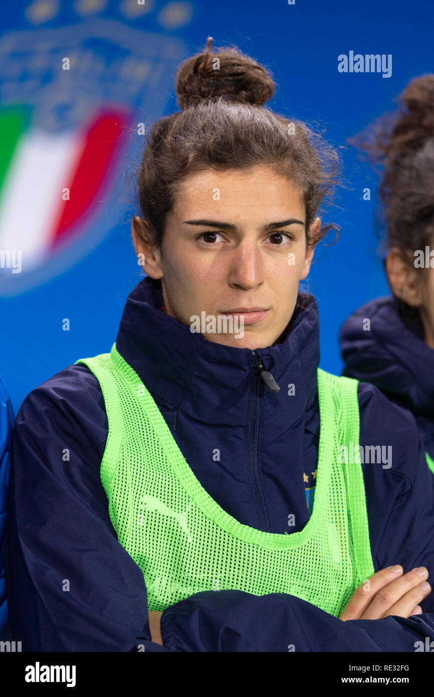 Valentina Bergamaschi (Italia) durante la Francia 2019 Fifa femminile di Coppa del mondo i qualificatori amichevole match tra Italia 2-1 Cile al Carlo Castellani Stadium on gennaio 218, 2019 a Empoli, Italia. Credito: Maurizio Borsari/AFLO/Alamy Live News Foto Stock