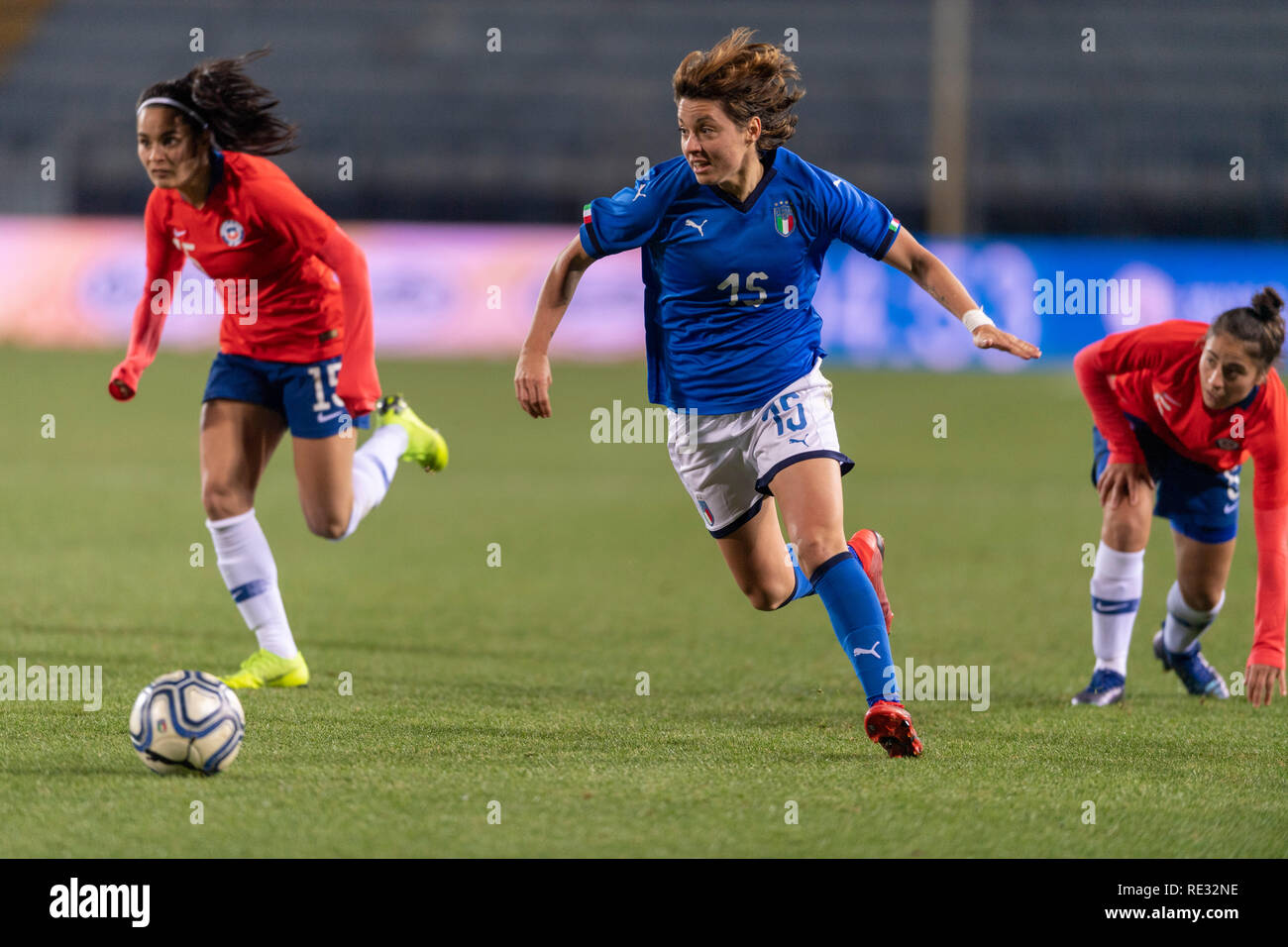 Valentina Giacinti (Italia) durante la Francia 2019 Fifa femminile di Coppa del mondo i qualificatori amichevole match tra Italia 2-1 Cile al Carlo Castellani Stadium on gennaio 218, 2019 a Empoli, Italia. Credito: Maurizio Borsari/AFLO/Alamy Live News Foto Stock