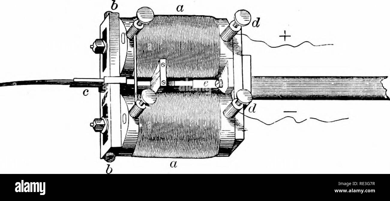 . Un libro di testo di fisiologia animale, con capitoli introduttivi sulla biologia generale e un trattamento completo di riproduzione ... Fisiologia, comparativo. La fio. 166.âMarey's chronograph come applicata al cilindro rotante (dopo McKendrick). a. gal- vanic elemento; 6, supporto di legno cuscinetto a diapason (duecento vibrazioni al secondo); c, elettro-magnete tra i lembi del diapason ; d, e posizioni per il tuning-forche di uno hun- dred e cinquanta vibrazioni al secondo ; /, diapason lyin^ allentati, che può essere applicato a d p, cilindro rotante ; un, cronografo elettrico mantenuto in vibrazione sincrona con t Foto Stock