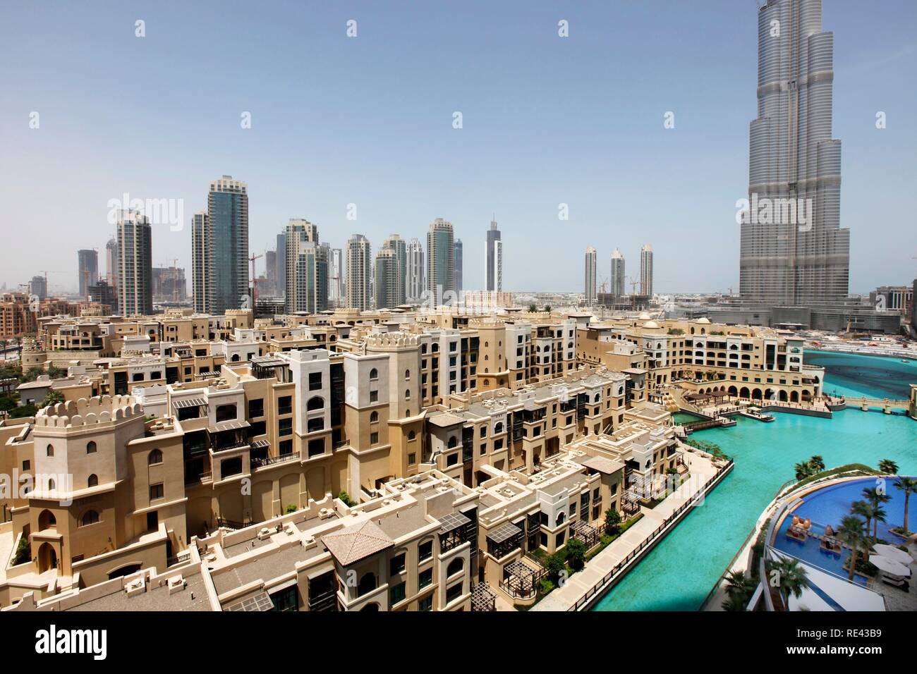 Il Burj Dubai, il più alto edificio nel mondo, parte del centro cittadino di Dubai, Emirati Arabi Uniti, Medio Oriente Foto Stock