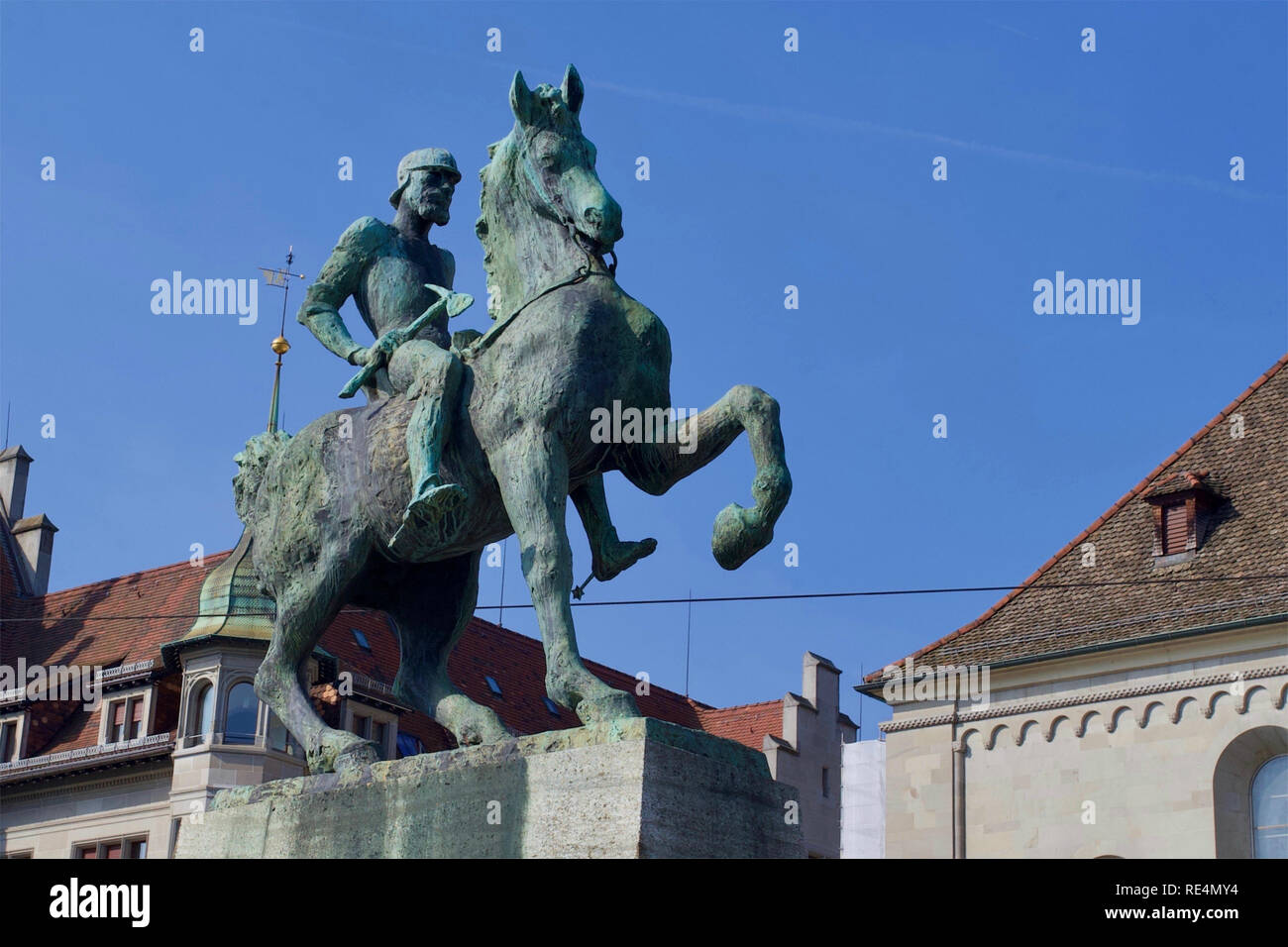 Hans Waldmann statua equestre, Zurigo, Svizzera. Foto Stock