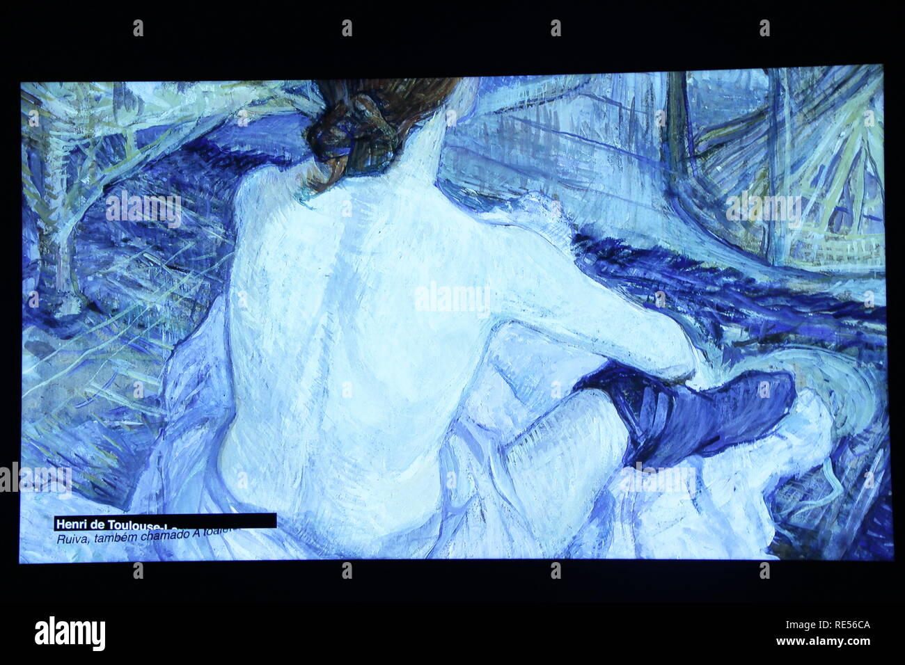 Dipinti digitali, Donna presso la sua fatica, 1896,Henri de Toulouse-Lautrec, interno della CCBB, Centro Cultural Banco do Brasil, São Paulo, Brasile Foto Stock