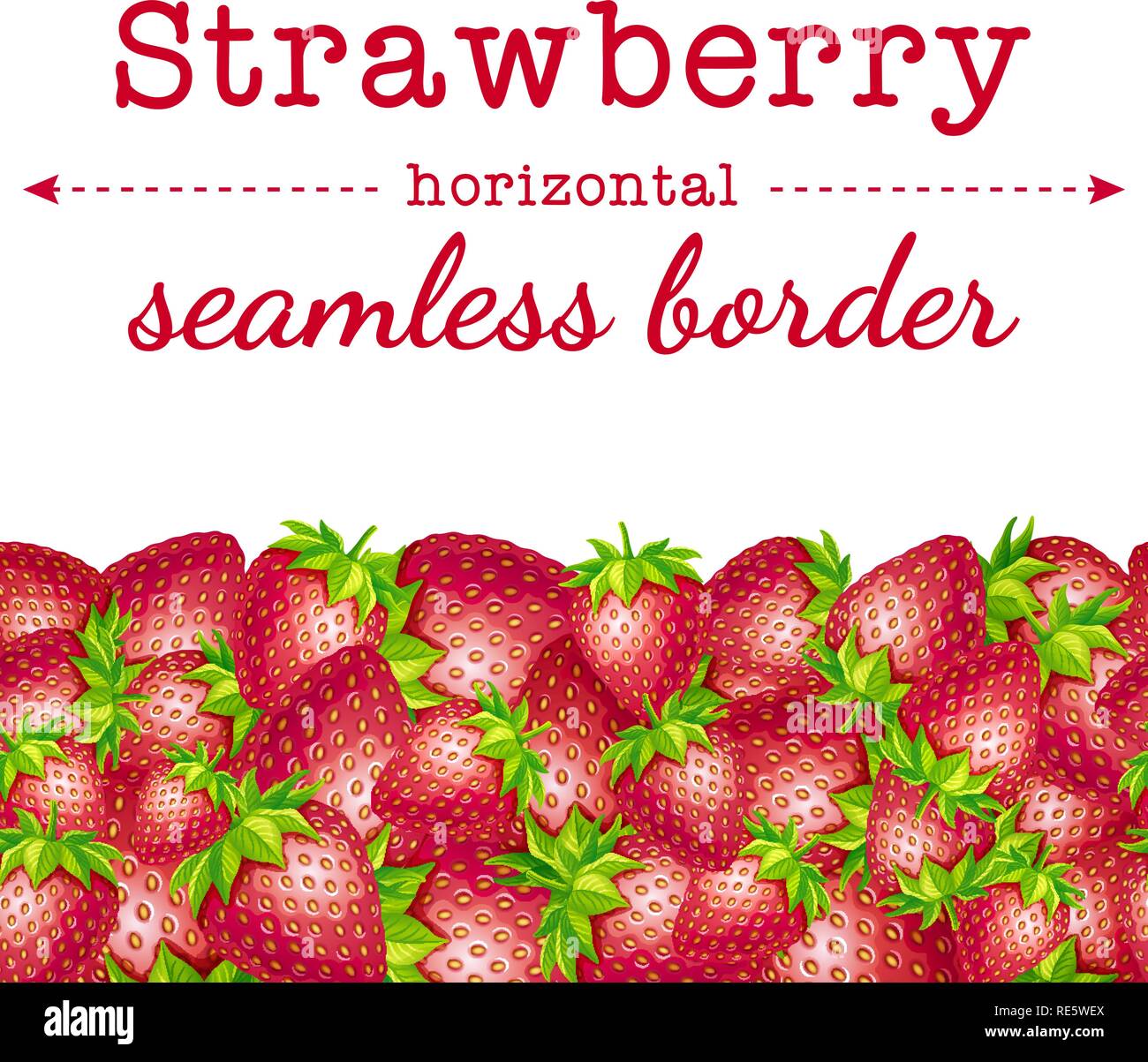 Bacche fragole senza giunture orizzontali modello di confine. Illustrazione Vettoriale