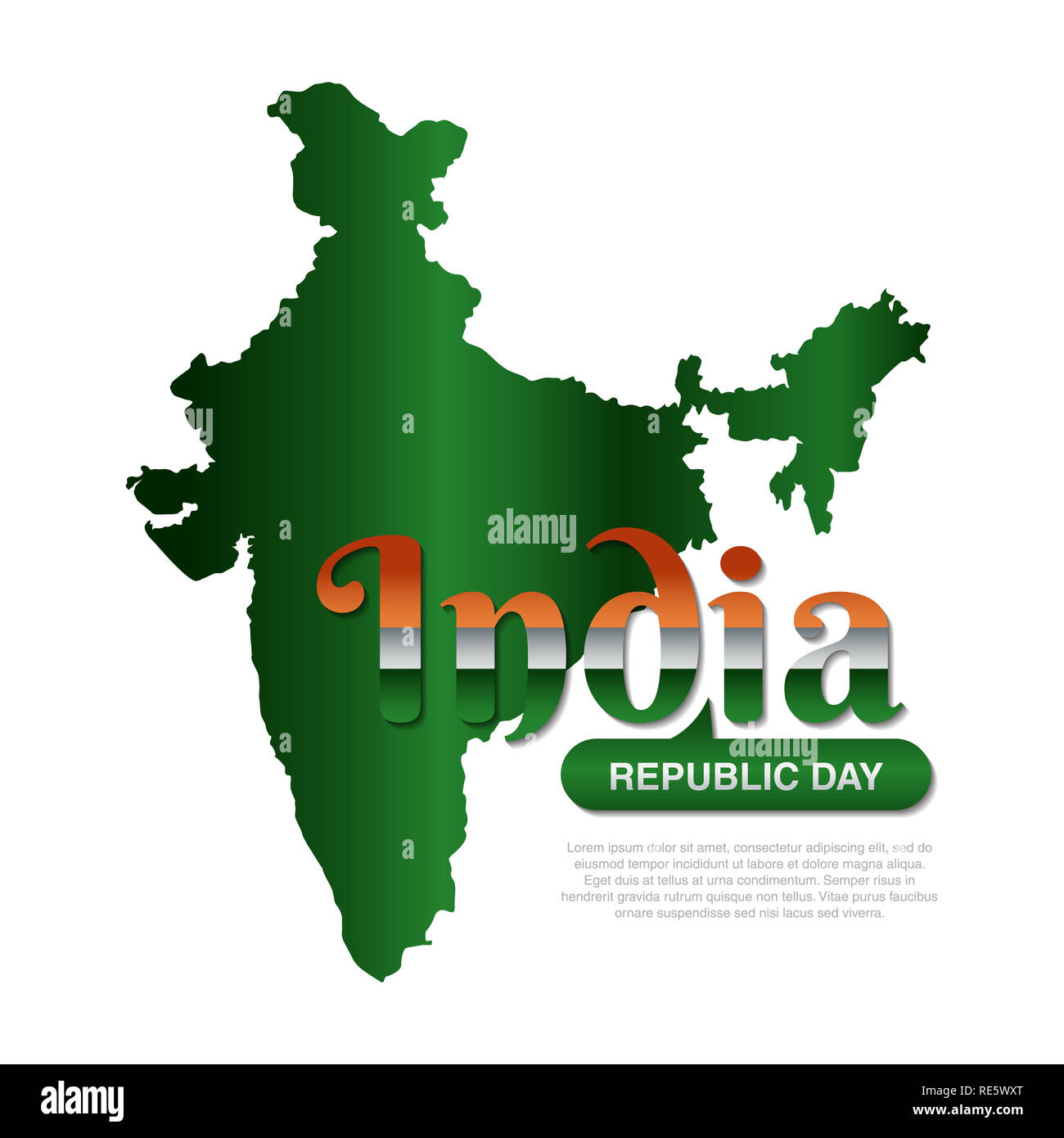 Illustrazione di Felice Repubblica indiana day celebrazione un poster o un banner di sfondo, bandiera dell'india, il 26 gennaio, giorno di indipendenza Foto Stock