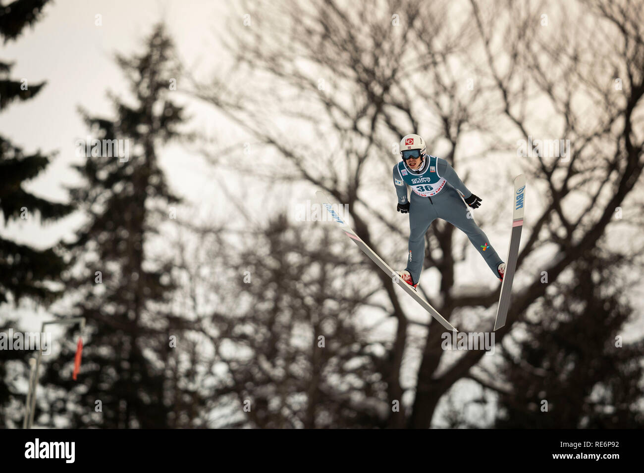 Zakopane (Polonia). Xx gen, 2019. Un ponticello di sci, Andreas Stjernen, vola giù durante il team competizione individuale per FIS Ski Jumping World Cup il 20 gennaio 2019, a Zakopane (Polonia). Credito: Diogo Baptista/Alamy Live News Foto Stock