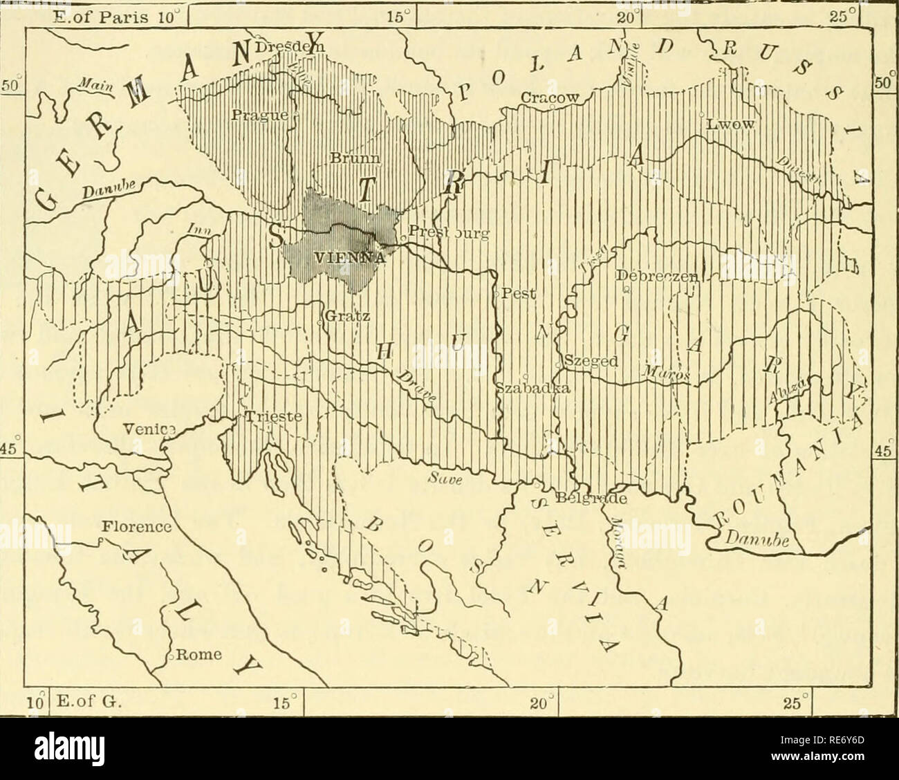 . La terra e i suoi abitanti ... La geografia. 146 AUSTRIA-HUNGAEY. Le patate sono in gran parte coltivati e la viticoltura è svolta con successo. L'adriatico piste resa olio d'oliva, le province settentrionali della barbabietola impiegata nella fabbricazione di zucchero. Il tabacco, il lino e la canapa sono altrettanto importanti articoli di coltivazione. Le foreste sono molto estesi, ma solo nelle province Cis-Leithan vengono gestiti con cura e intelligenza. Queste province Cis-Leithan, pur se inferiori in misura alla Trans quelli Leithan, pellicce sono più attentamente coltivati. La misura della terra di rifiuti in grado di coltivazione ho Foto Stock