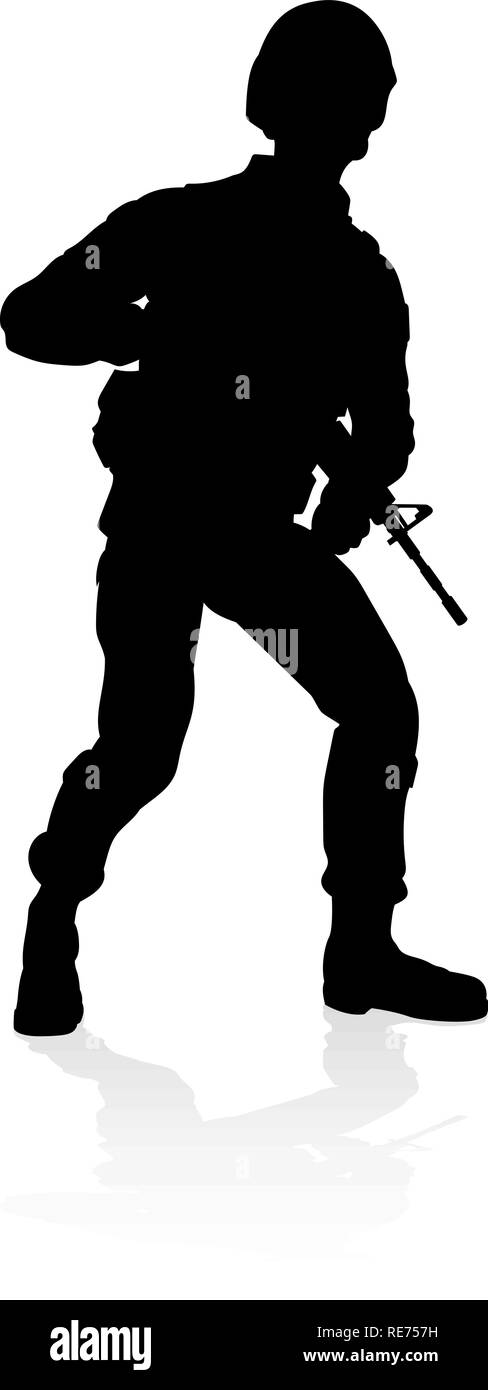 Soldato Silhouette dettagliata Illustrazione Vettoriale