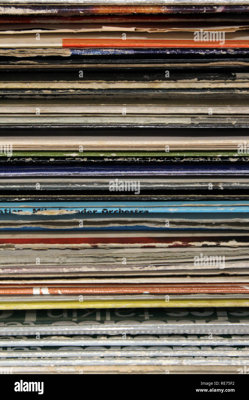 Vecchia annata record di vinile maniche, close-up Foto Stock