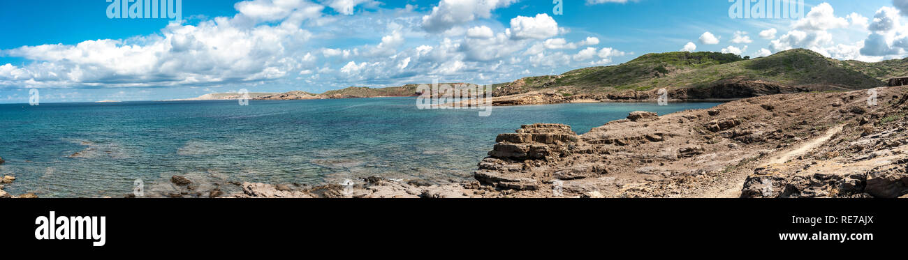 Panorama dalla punta d'en Valent,isola di Minorca,2017. Foto Stock