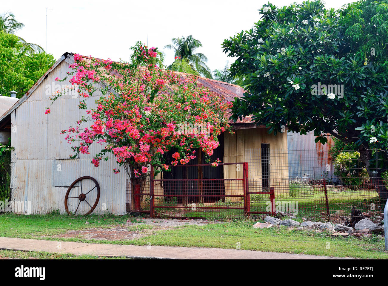 Vecchia casa storica nella piccola cittadina di Pine Creek, appena fuori dalla Stuart Highway, Northern Territory, Australia Foto Stock
