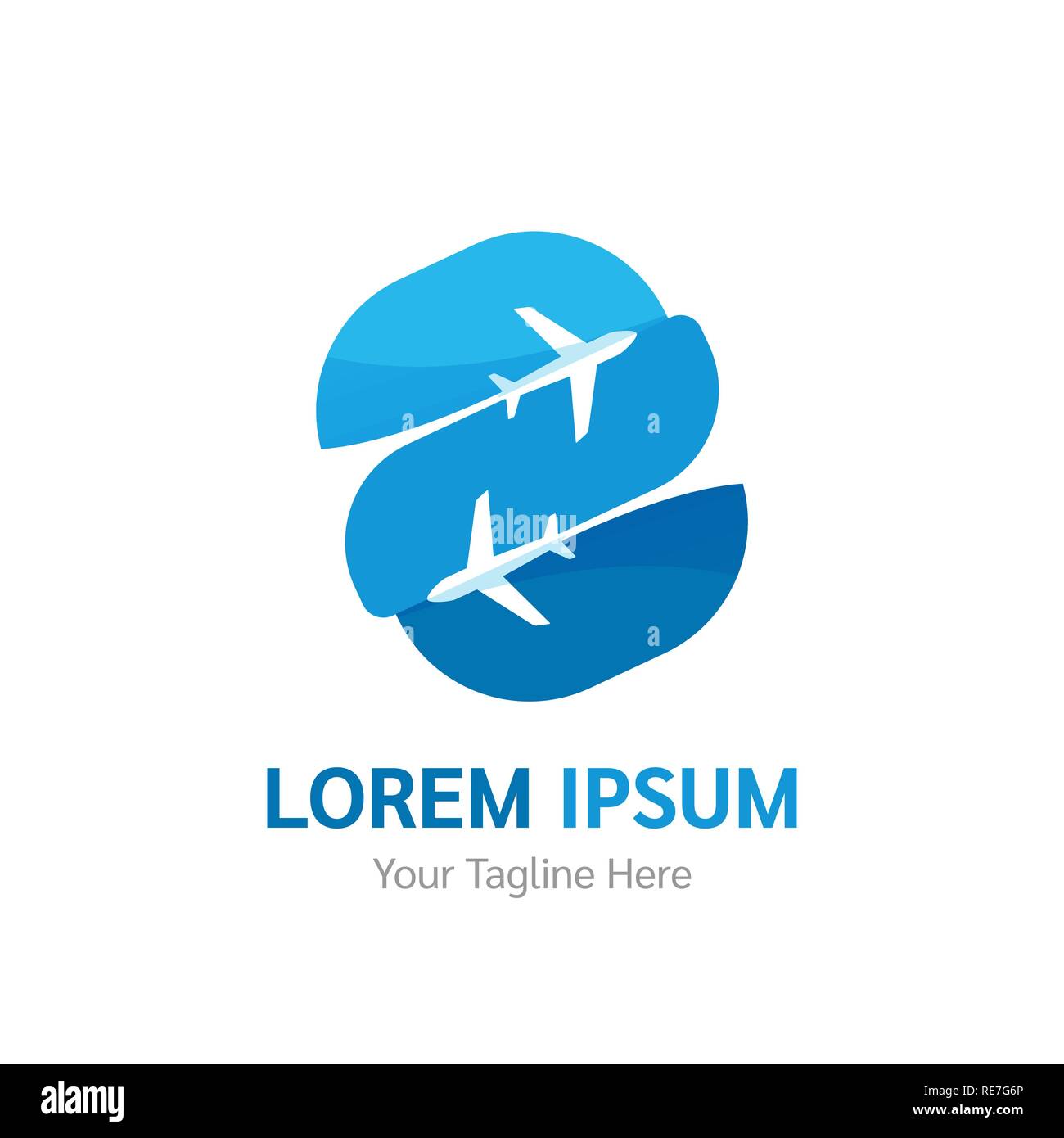Vettore logotipo della compagnia aerea. Agenzia di viaggi e turismo app, volo logo. Air Company logo design template vettoriale. Illustrazione Vettoriale