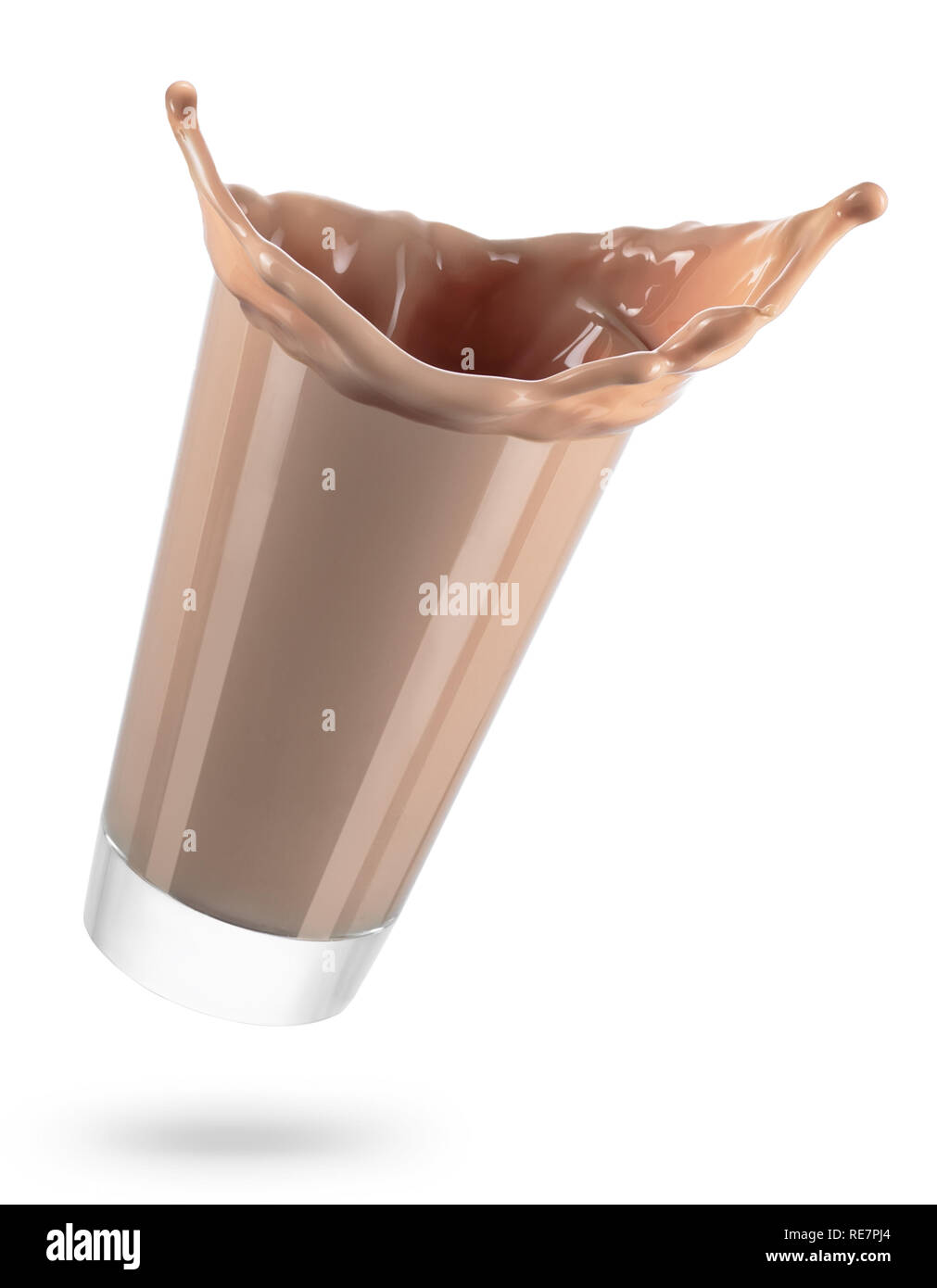 Bicchiere di fuoriuscita di cioccolato al latte Foto Stock