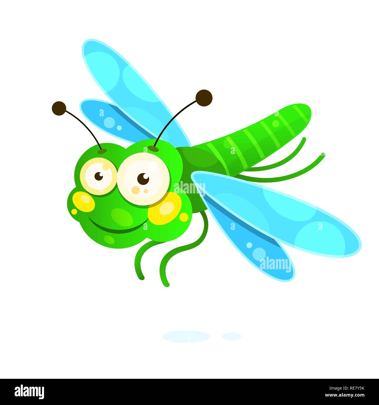 Libellula con ali colorate belli, isolati su bianco, illustrazione vettoriale EPS-10 Illustrazione Vettoriale