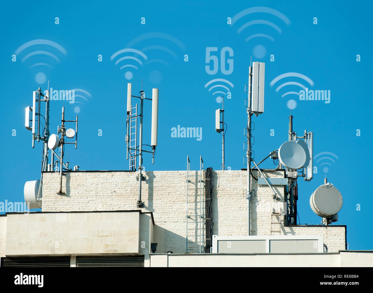 5G antenne e trasmettitori GSM. Concetto per alta velocità 5G internet Foto  stock - Alamy