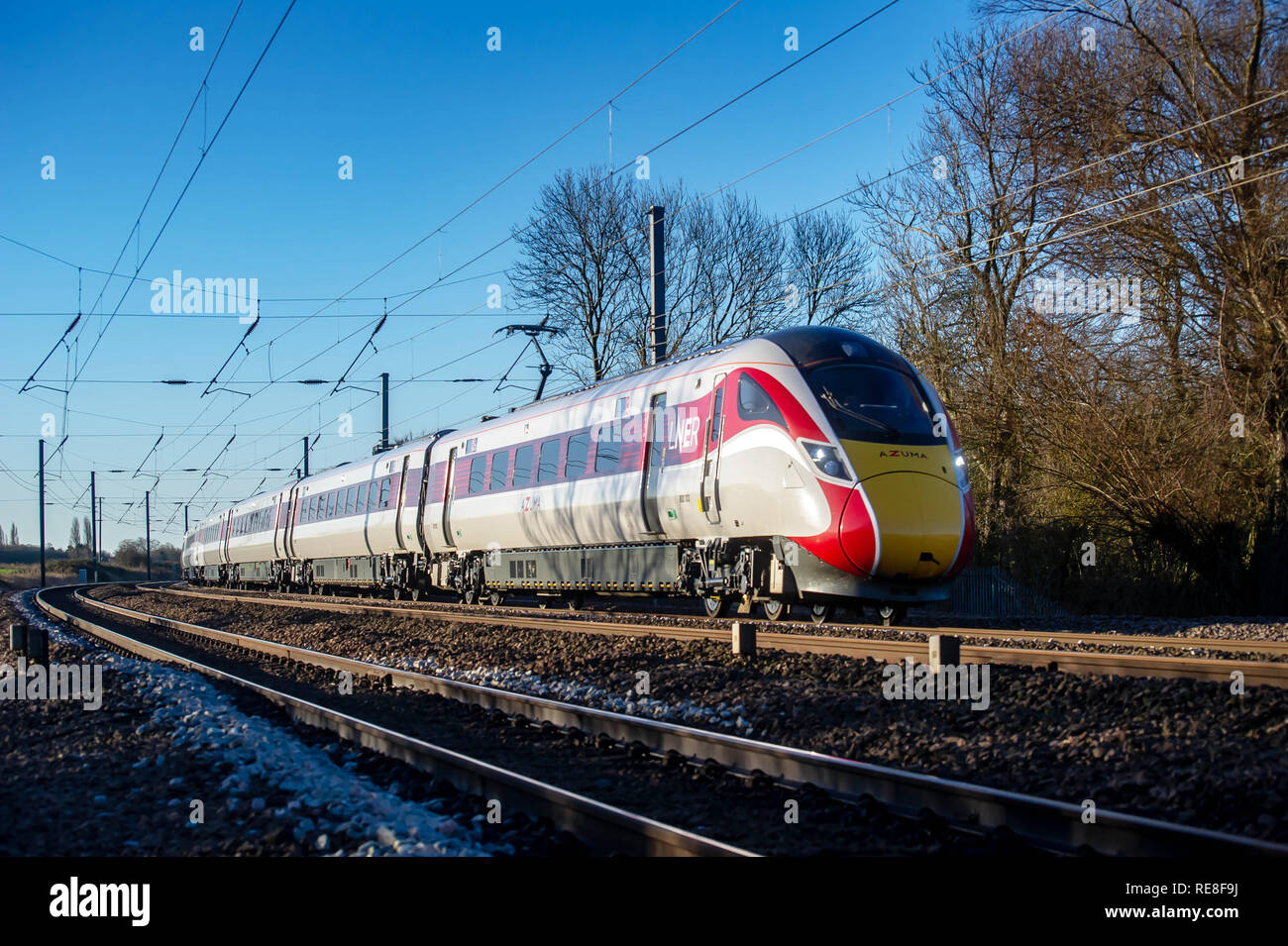 Classe 800 103 capi nord a York da Londra Kings Cross su un test/formazione gestita come passa grande Paxton il 17 gennaio 2019 Foto Stock