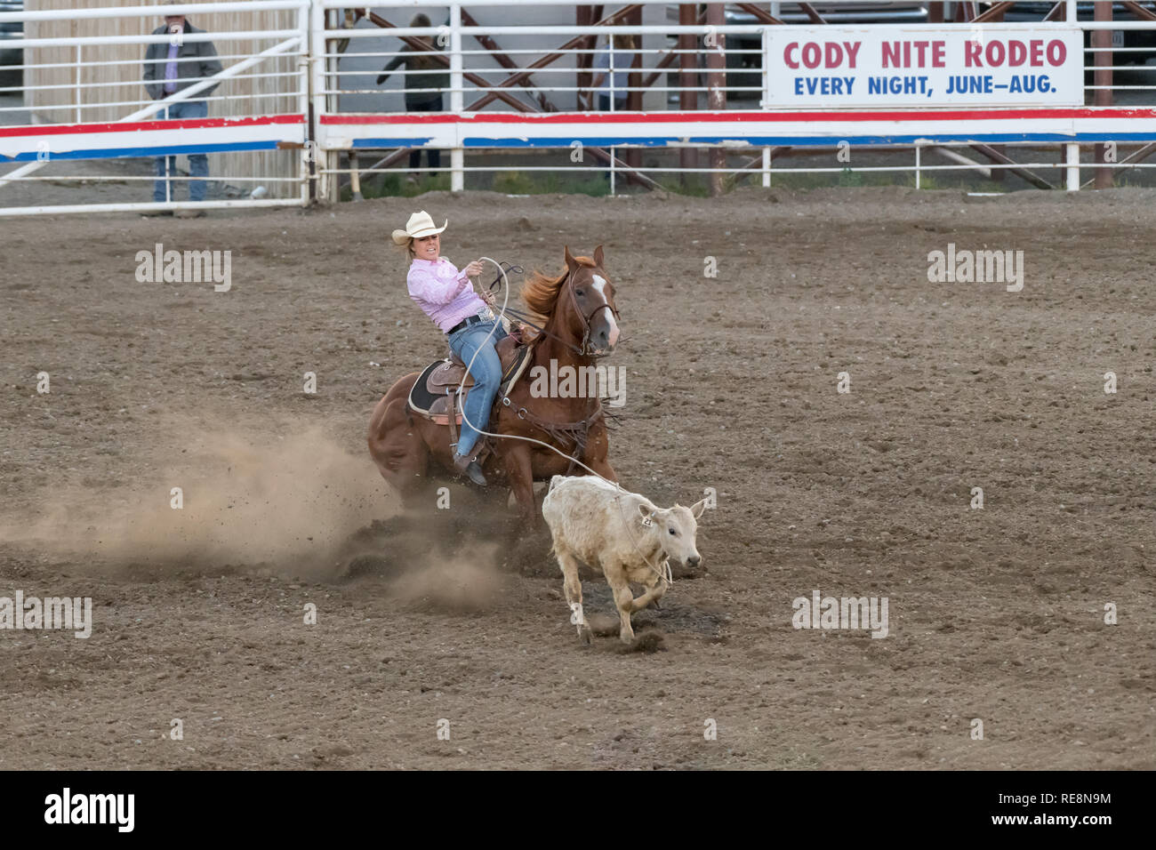 CODY, Wyoming - Giugno 29, 2018: Cody Stampede Park arena. Cody è il Rodeo Capitol del mondo. Il 2018 segna l'ottantesimo anniversario di spettacoli notturni. Foto Stock