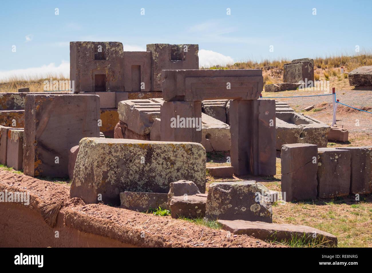 Tiwanaku (Tiahuanaco), precolombiana sito archeologico, Bolivia. La Paz Foto Stock