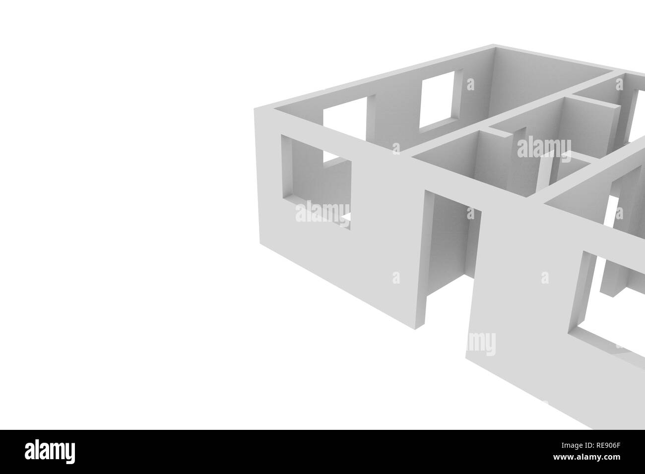 Schema di un appartamento vuoto su sfondo bianco Foto Stock