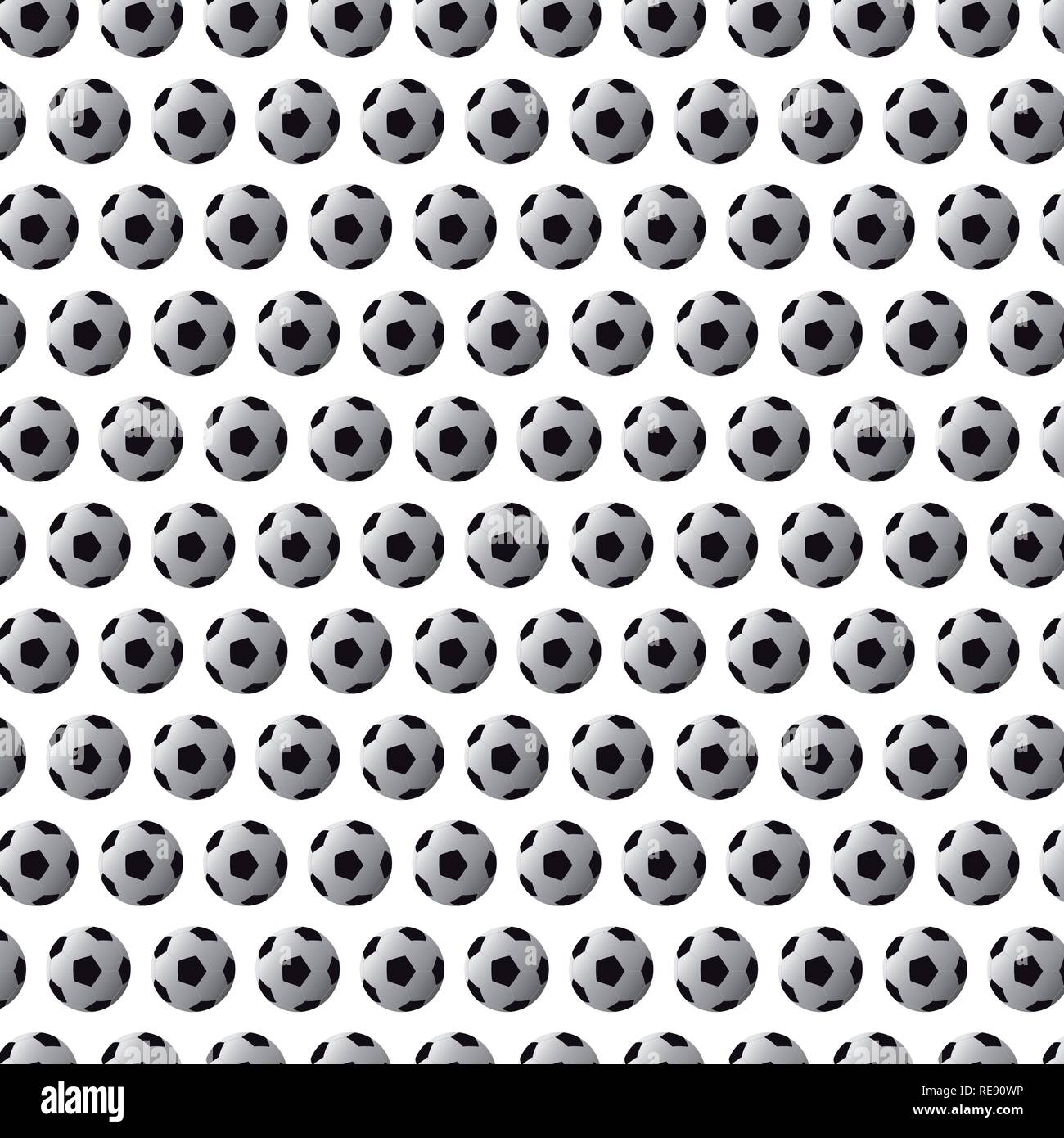 Modello senza soluzione di continuità con il calcio (calcio) sfere nero su sfondo bianco Illustrazione Vettoriale