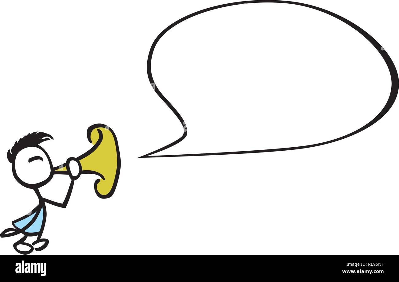 Stick uomo facendo un vuoto discorso bolla con una tromba da jziprian Illustrazione Vettoriale