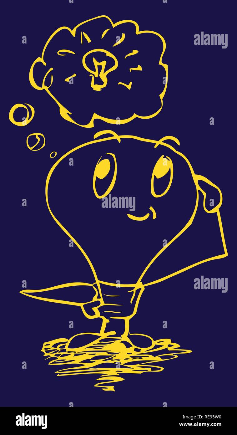 Schizzo di una lampadina elettrica  contorno giallo sfondo scuro da jziprian Illustrazione Vettoriale